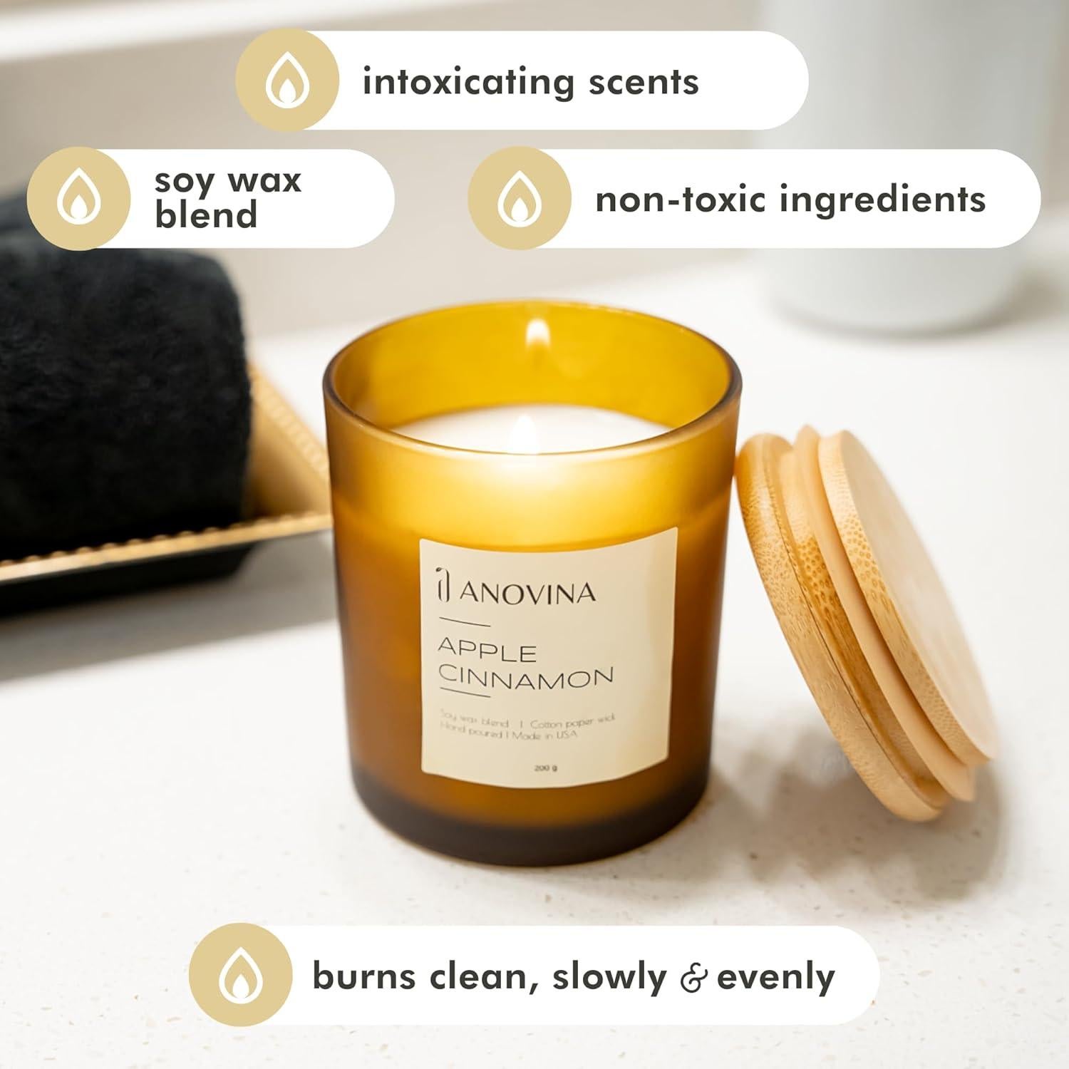 Vela Aromática Anovina Manzana Canela - Cera de Soja 10cm