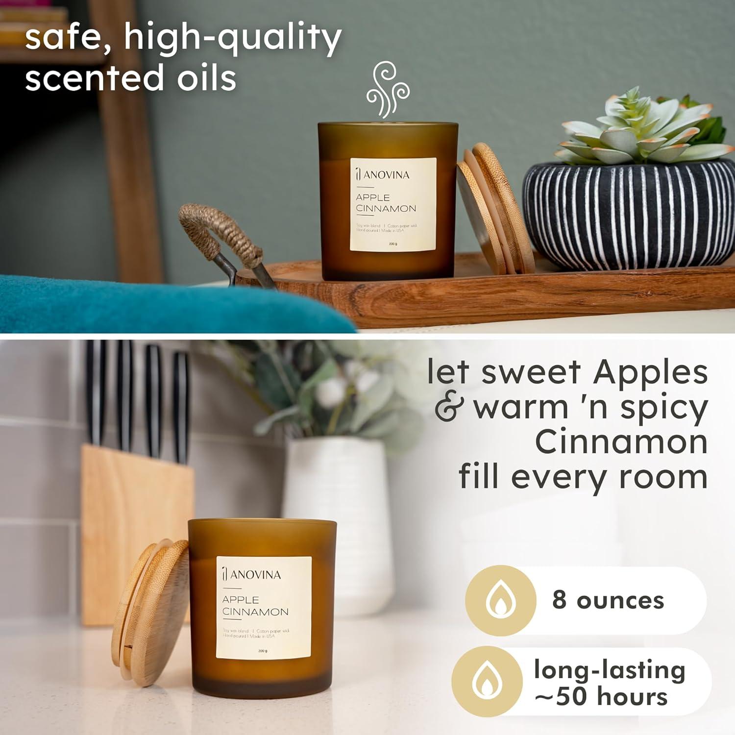 Vela Aromática Anovina Manzana Canela - Cera de Soja 10cm