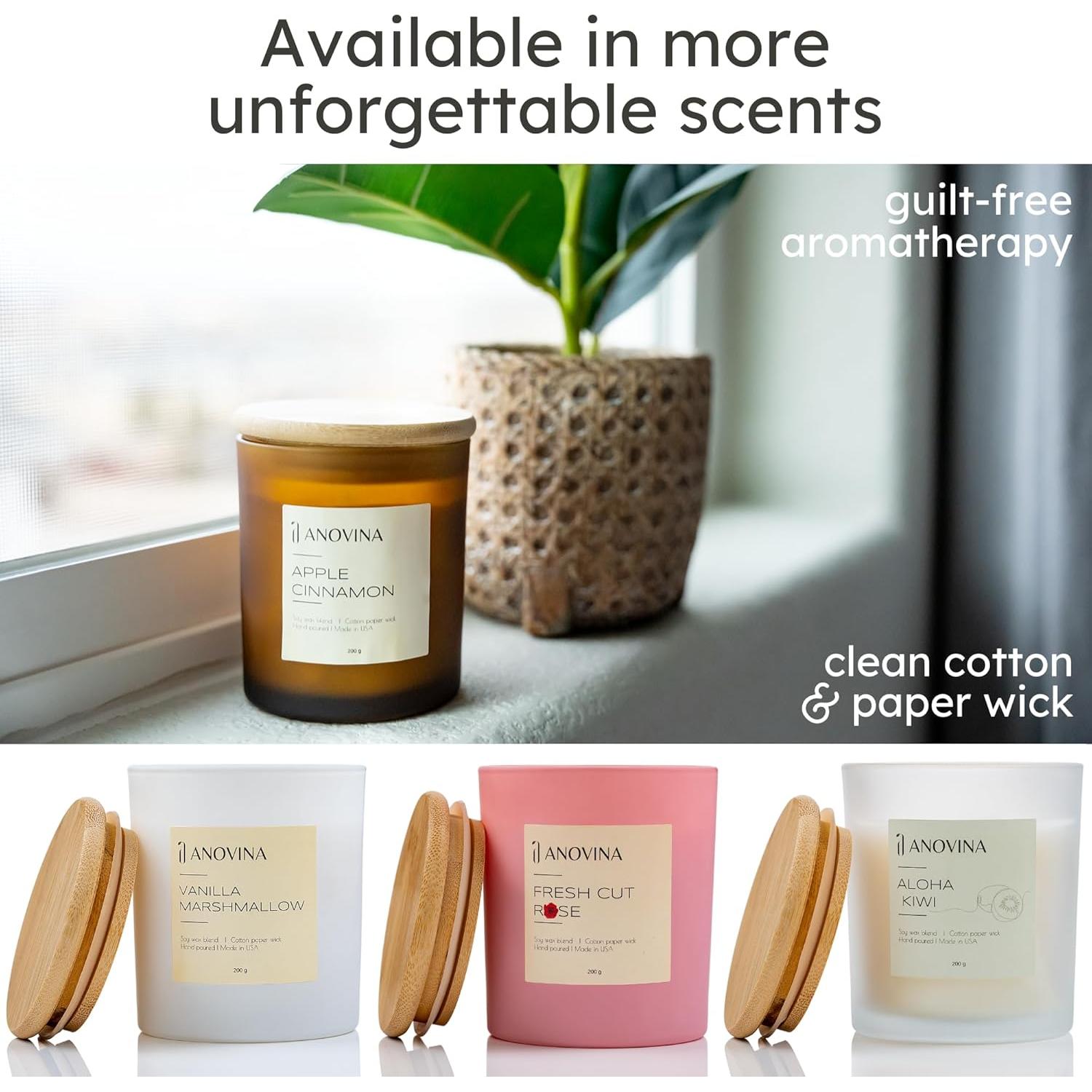 Vela Aromática Anovina Manzana Canela - Cera de Soja 10cm