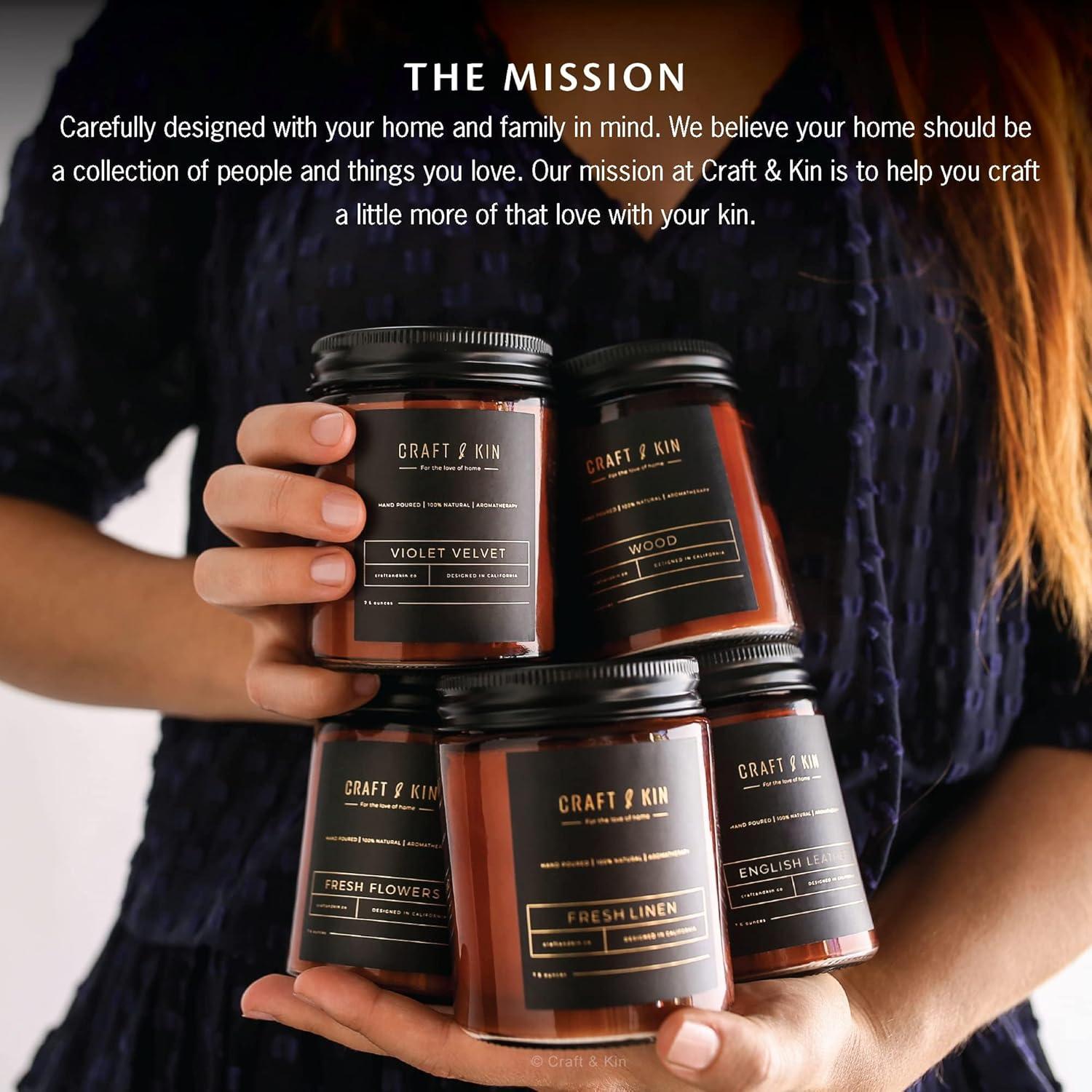 Vela Aromática Premium Craft & Kin 227g Madera Otoño