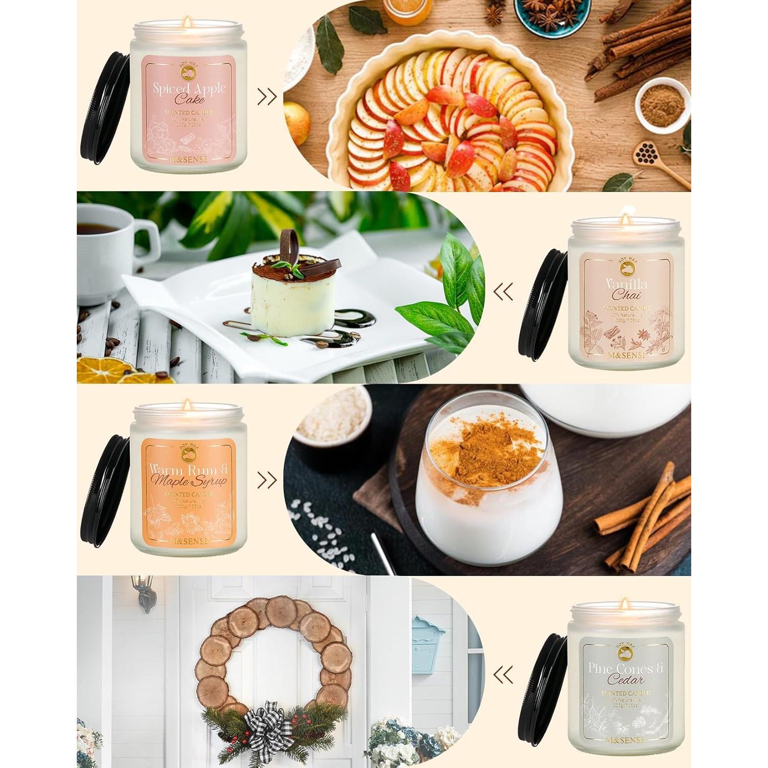 Conjunto de Velas de Soja M&SENSE - 4 Aromas Otoñales 1.77 kg