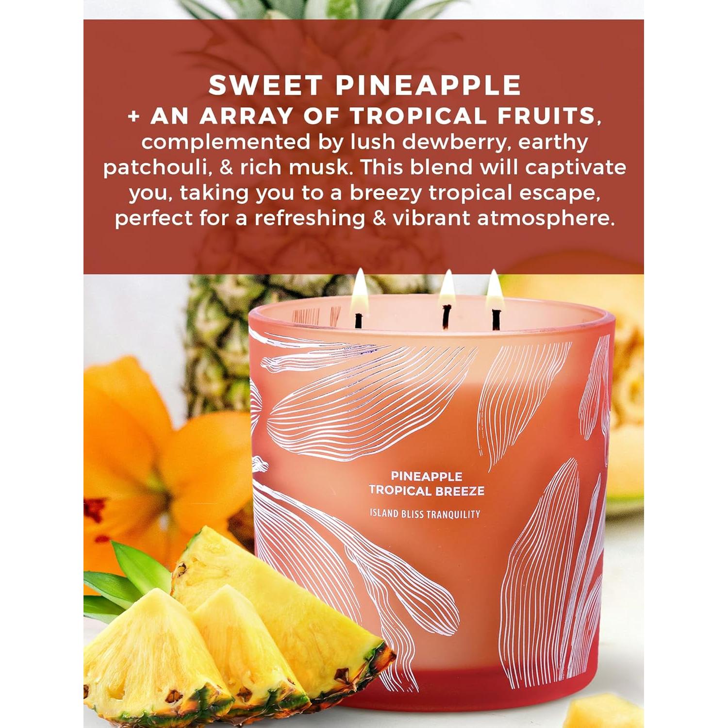 Vela Aromática Tropical de Piña 3 Mechas 411 g - Giftaway