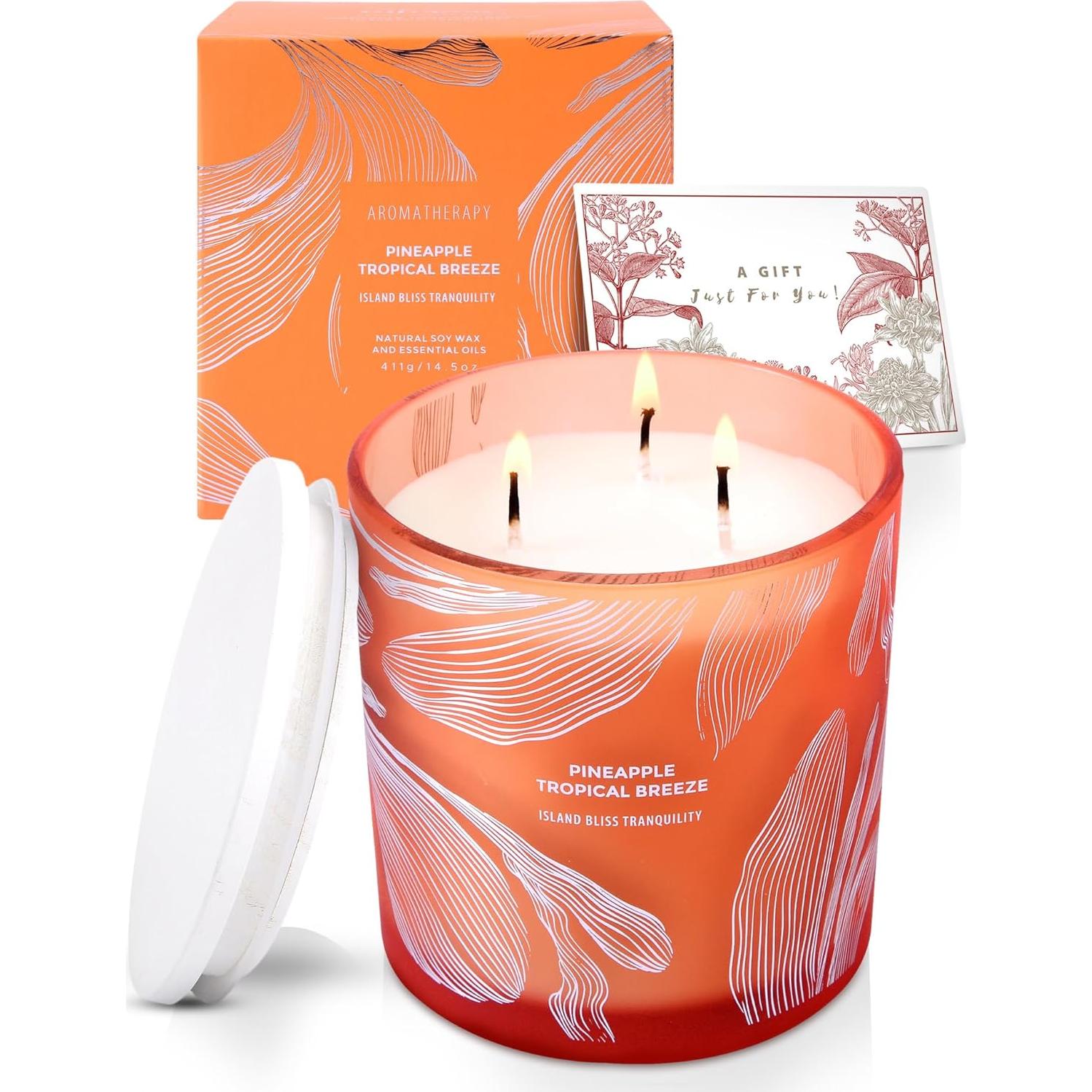 Vela Aromática Tropical de Piña 3 Mechas 411 g - Giftaway