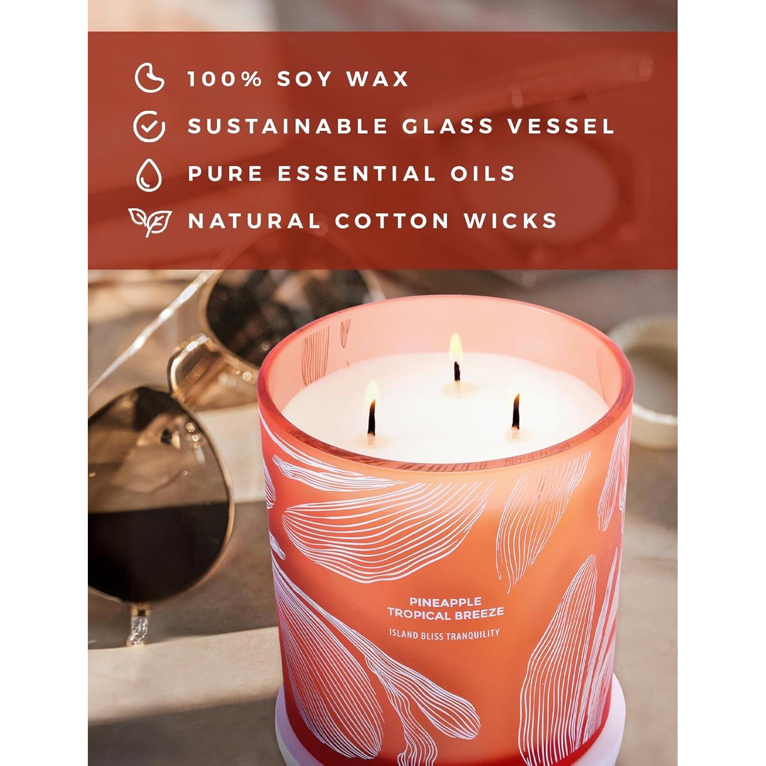 Vela Aromática Tropical de Piña 3 Mechas 411 g - Giftaway