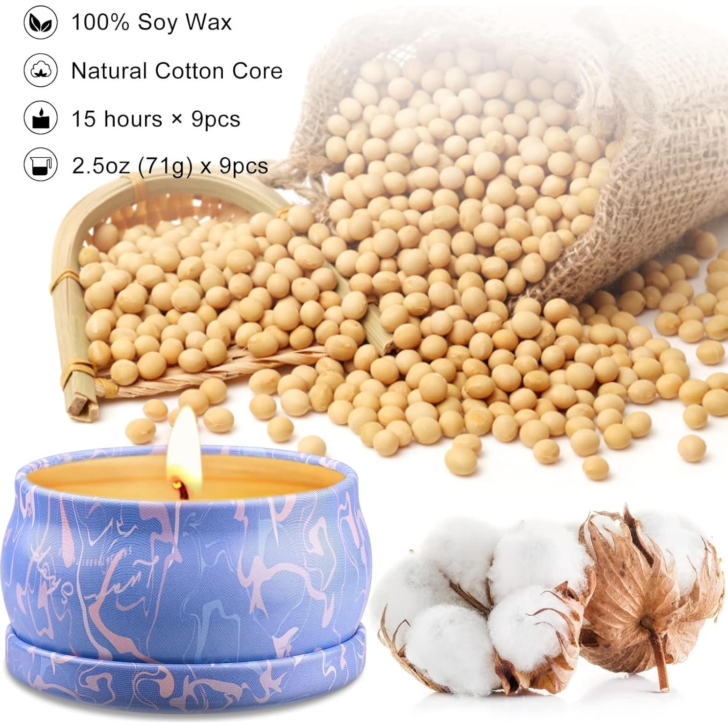 Conjunto de 9 Velas Aromáticas Aottom de Cera de Soja 70.9g