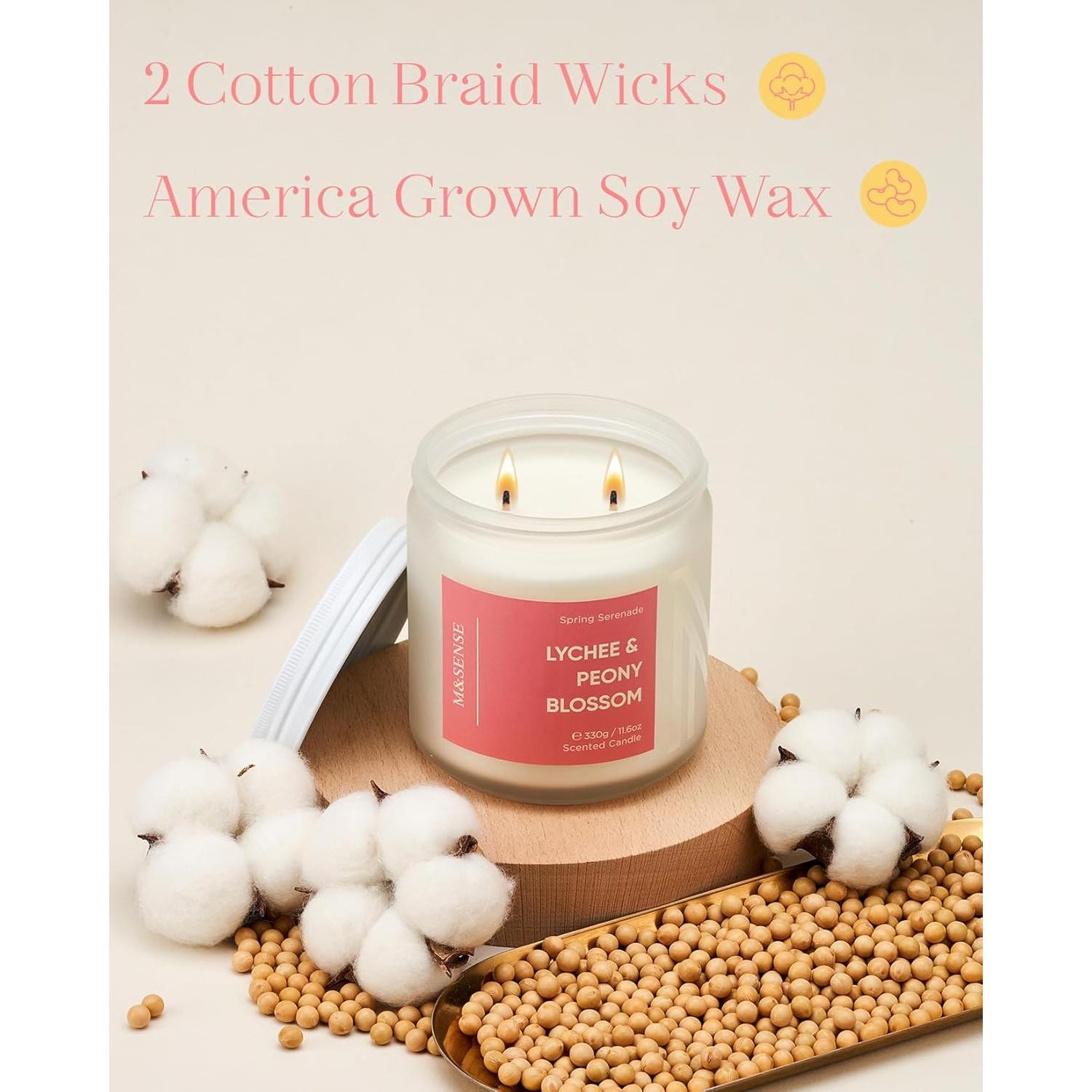 Vela Aromática M&SENSE Lichi, Peonía y Durazno 329.5g