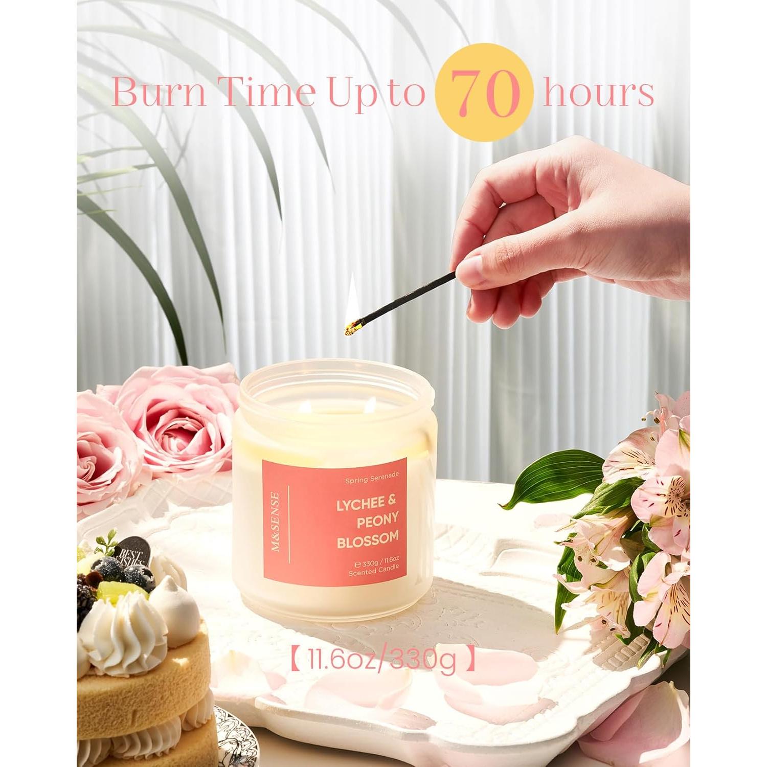 Vela Aromática M&SENSE Lichi, Peonía y Durazno 329.5g