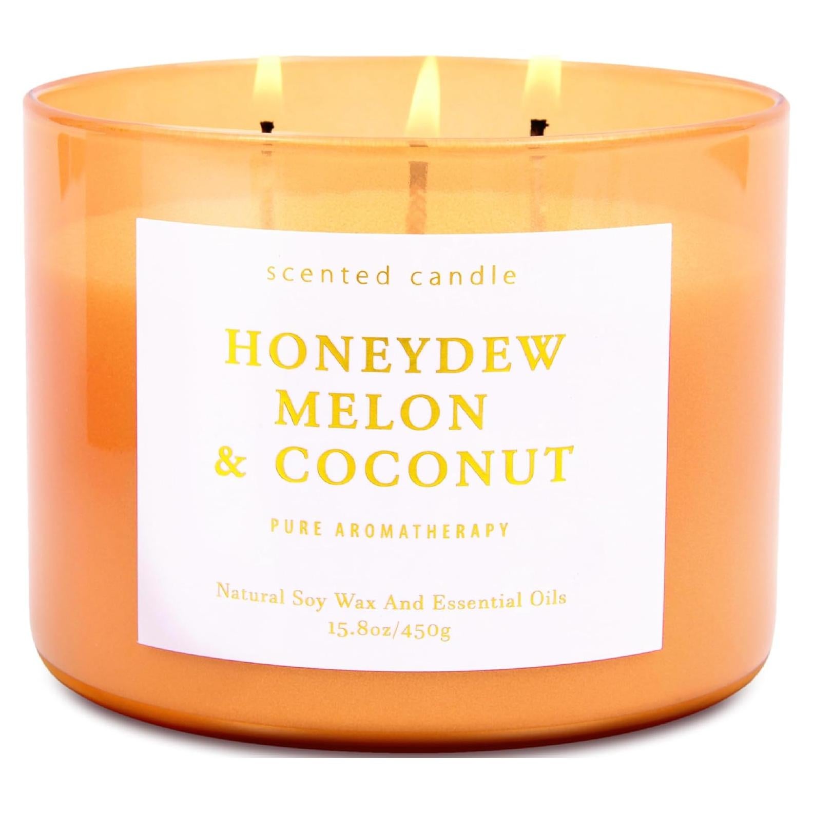 Vela Aromática T&H de Coco y Melón Honeydew 3 Mechas 448 g