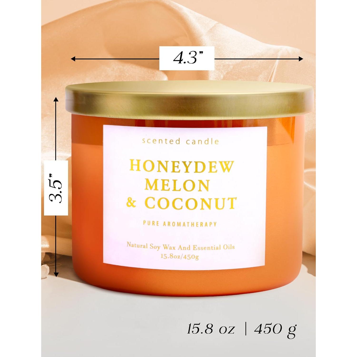 Vela Aromática T&H de Coco y Melón Honeydew 3 Mechas 448 g