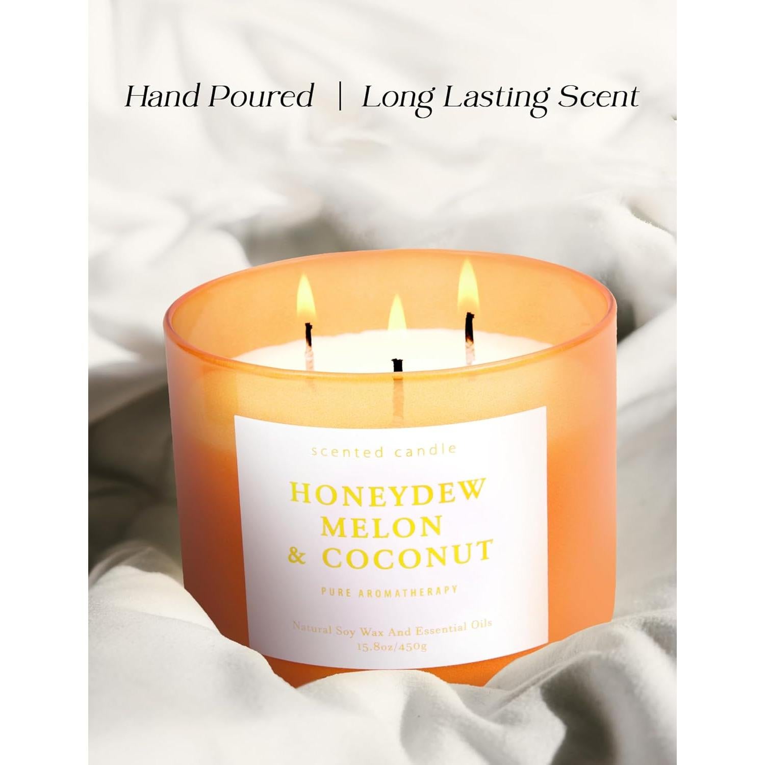 Vela Aromática T&H de Coco y Melón Honeydew 3 Mechas 448 g