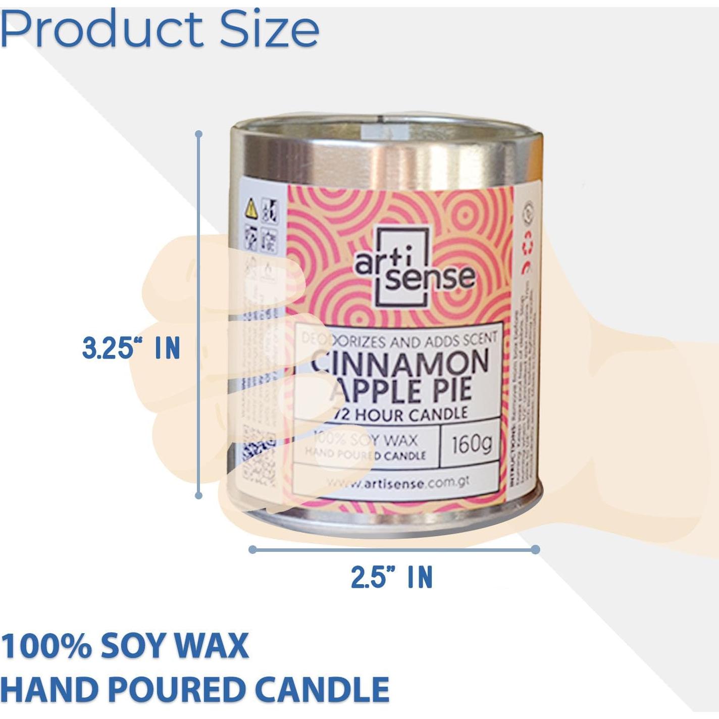 Vela de Cera de Soja Artisense Aroma Manzana Canela 72h