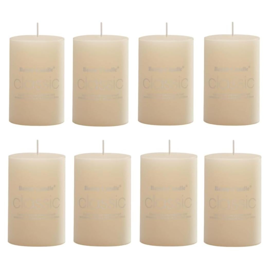 Paquete de 8 Velas Pilar Aromáticas Marfil 5x5 cm Jazmín