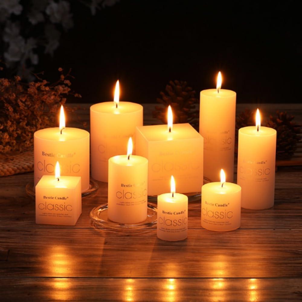 Paquete de 8 Velas Pilar Aromáticas Marfil 5x5 cm Jazmín