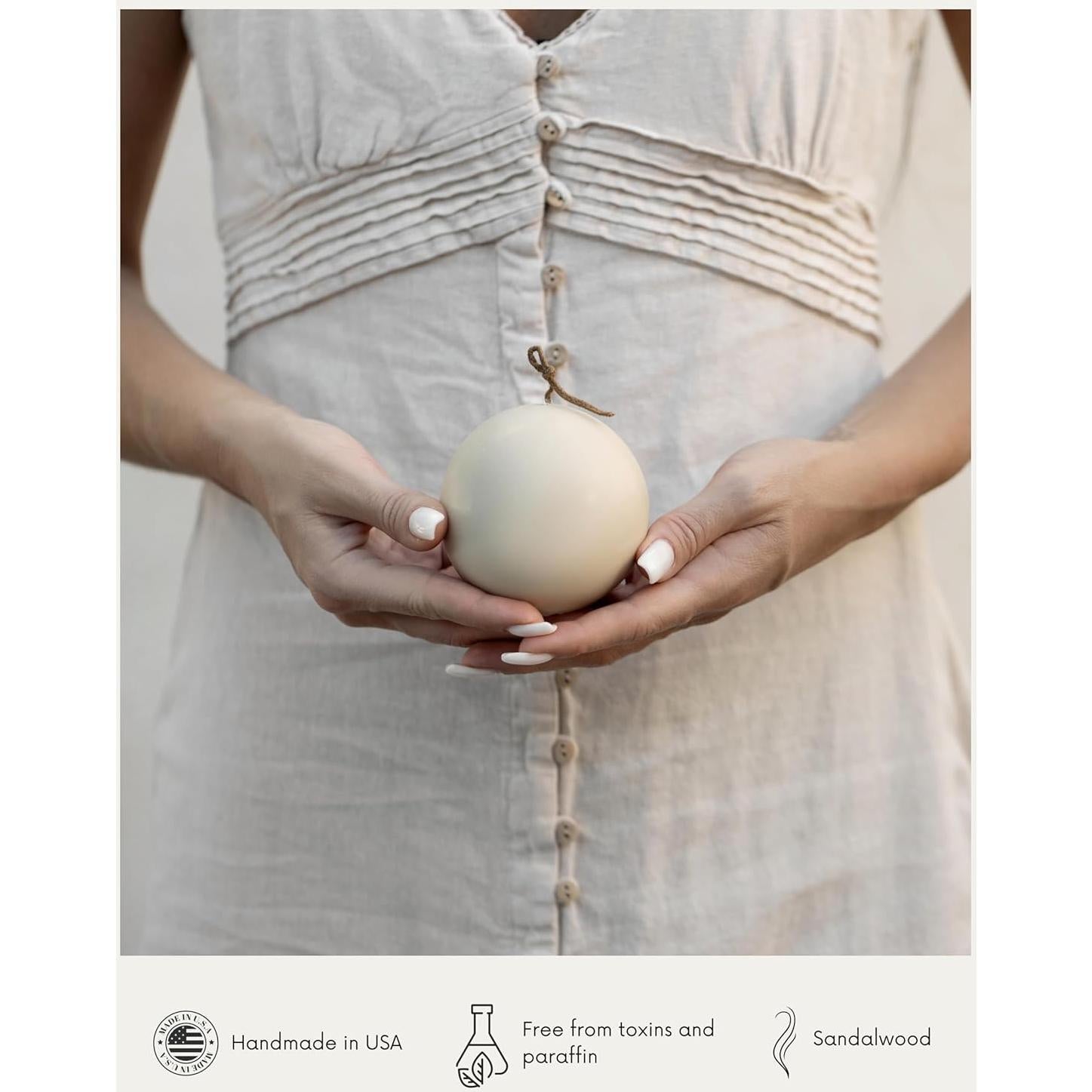 Vela Esférica LAWA - Cera de Soja Aromática 7.6cm Beige