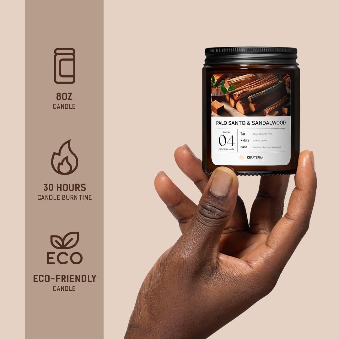 Vela Aromaterapia Palo Santo Cera Soja 100% Natural 226 g