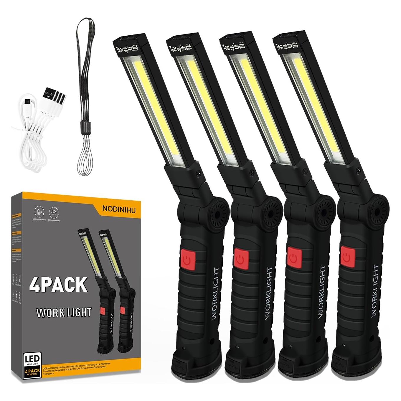 Luz de Trabajo LED Portátil 800 Lúmenes con Gancho y Base Magnética