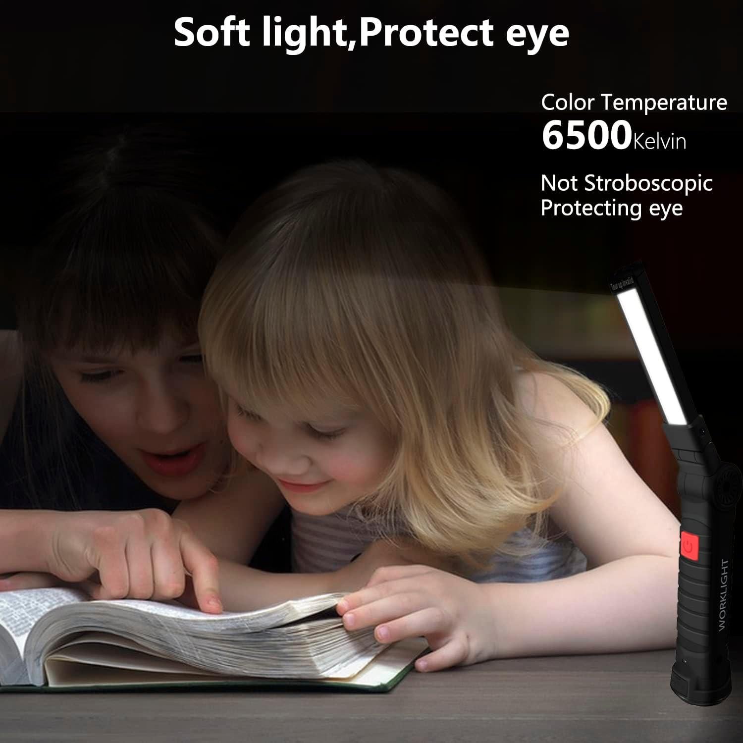 Luz de Trabajo LED Portátil 800 Lúmenes con Gancho y Base Magnética