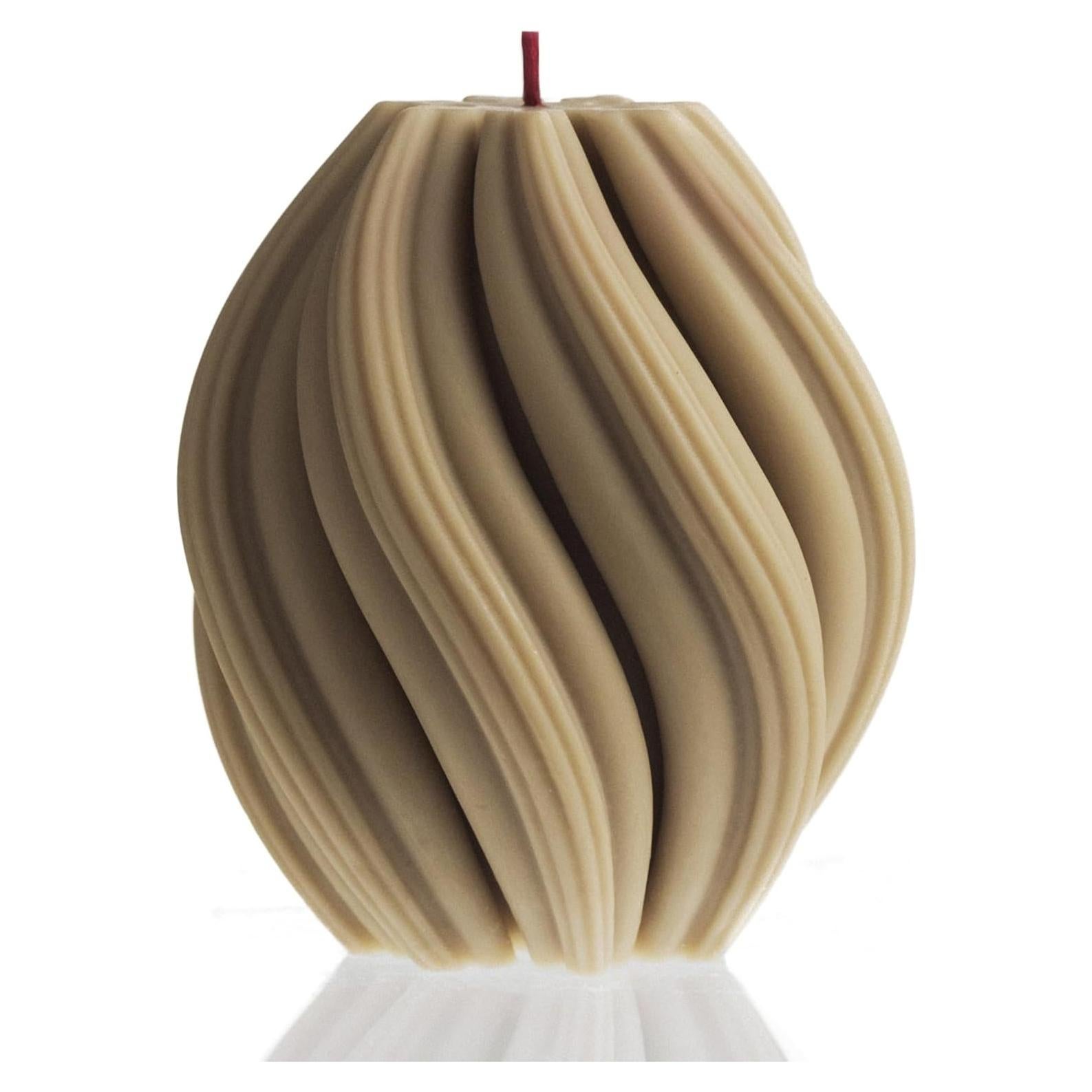 Vela En Espiral LAWA Pequeña Cera De Soja Aromática Beige Oliva