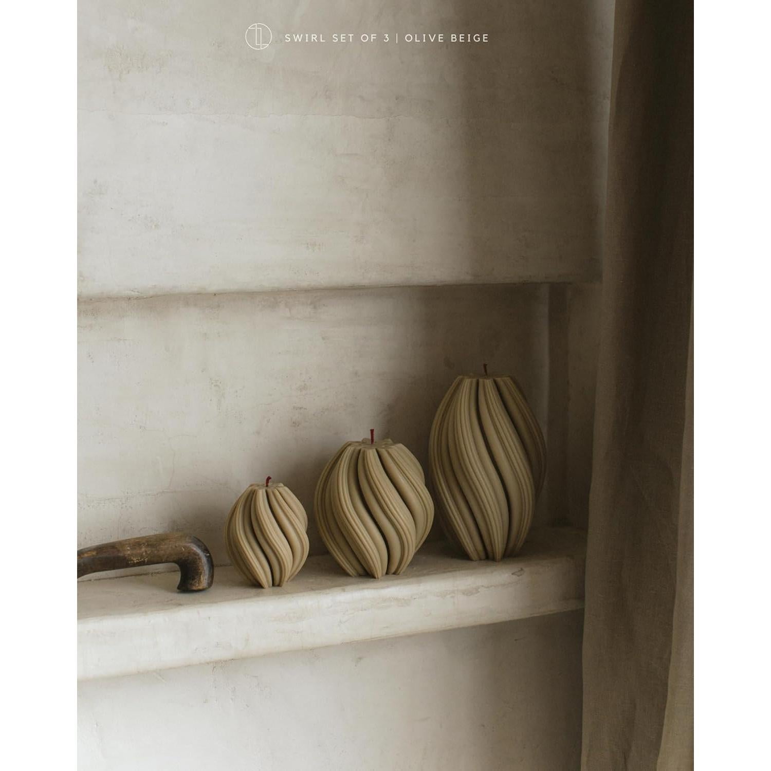 Vela En Espiral LAWA Pequeña Cera De Soja Aromática Beige Oliva