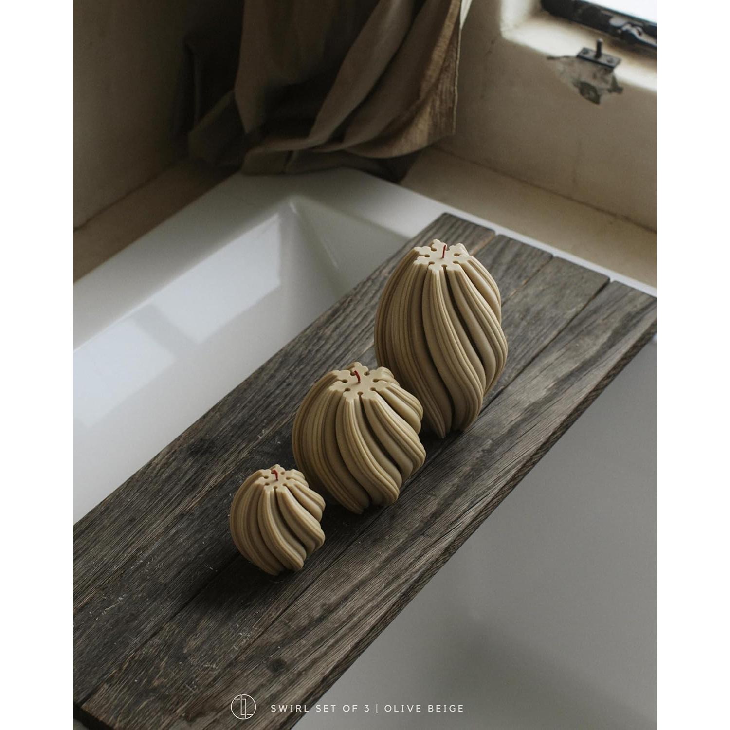 Vela En Espiral LAWA Pequeña Cera De Soja Aromática Beige Oliva