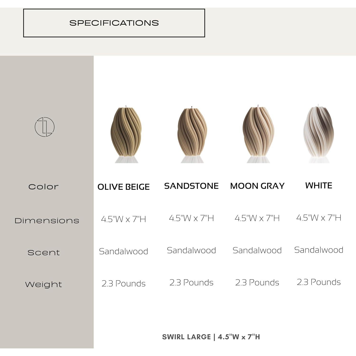 Vela En Espiral LAWA Pequeña Cera De Soja Aromática Beige Oliva