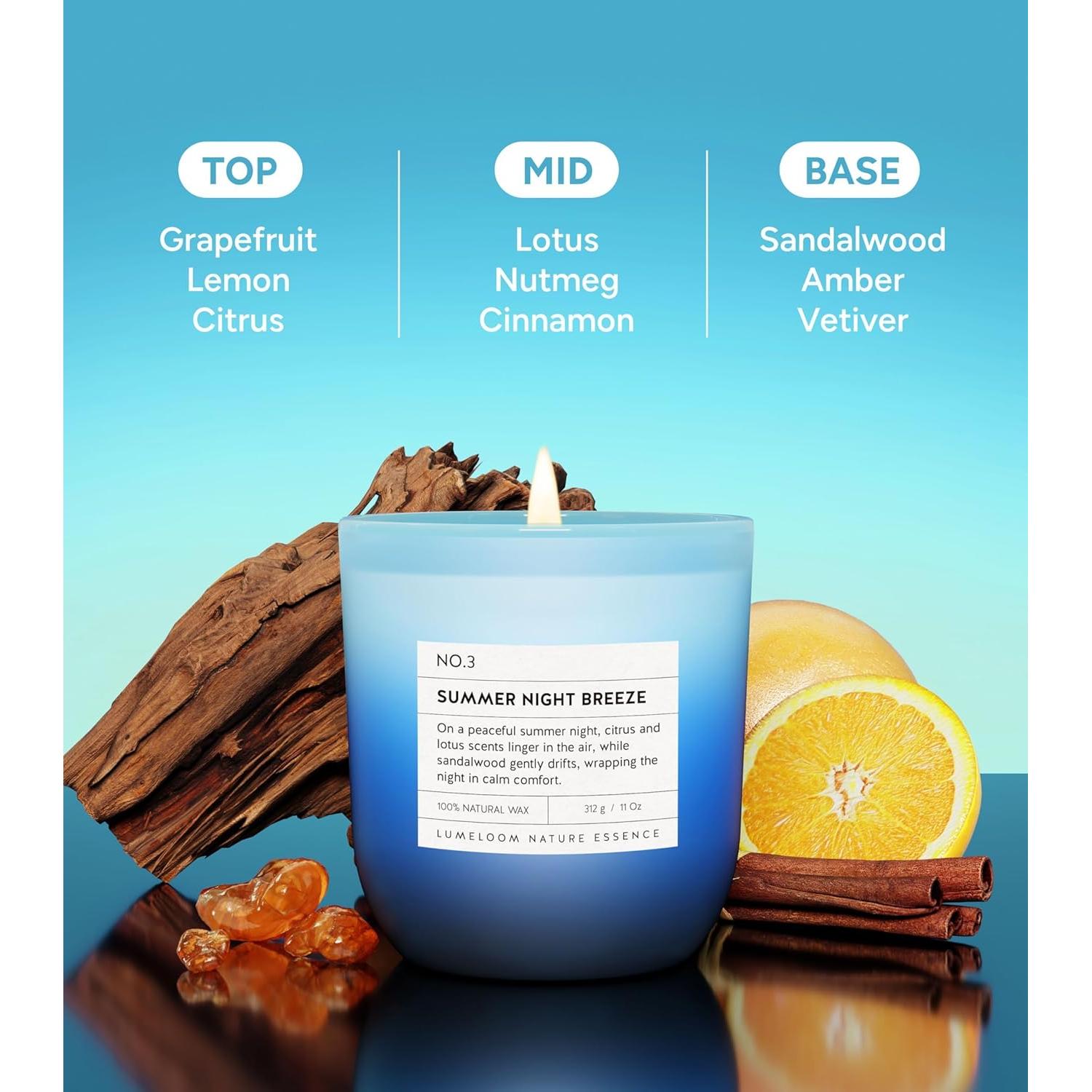 Vela Aromática LUMELOOM Brisa Nocturna 311g Cera Soja