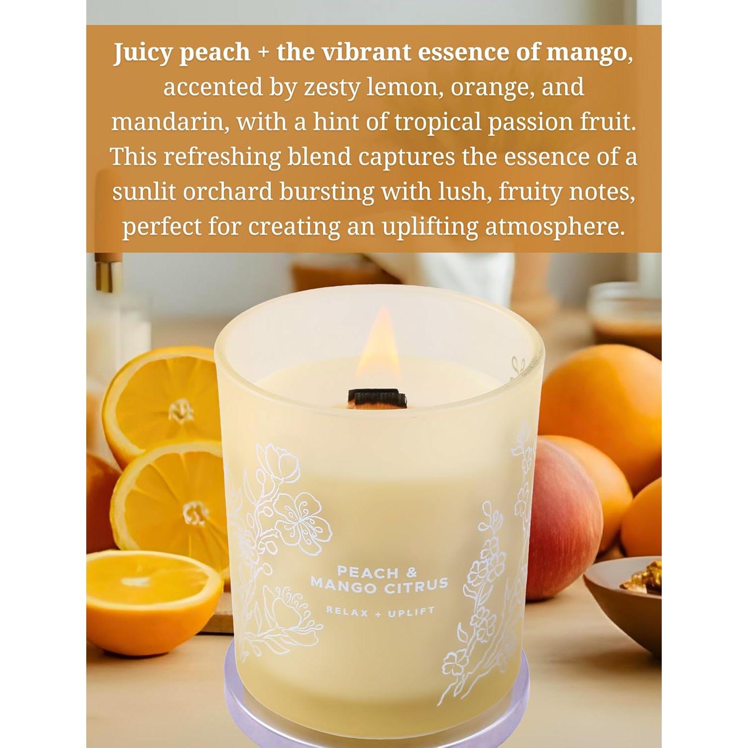 Vela Aromática Durazno y Mango Cítrico 300g - Cera de Soya