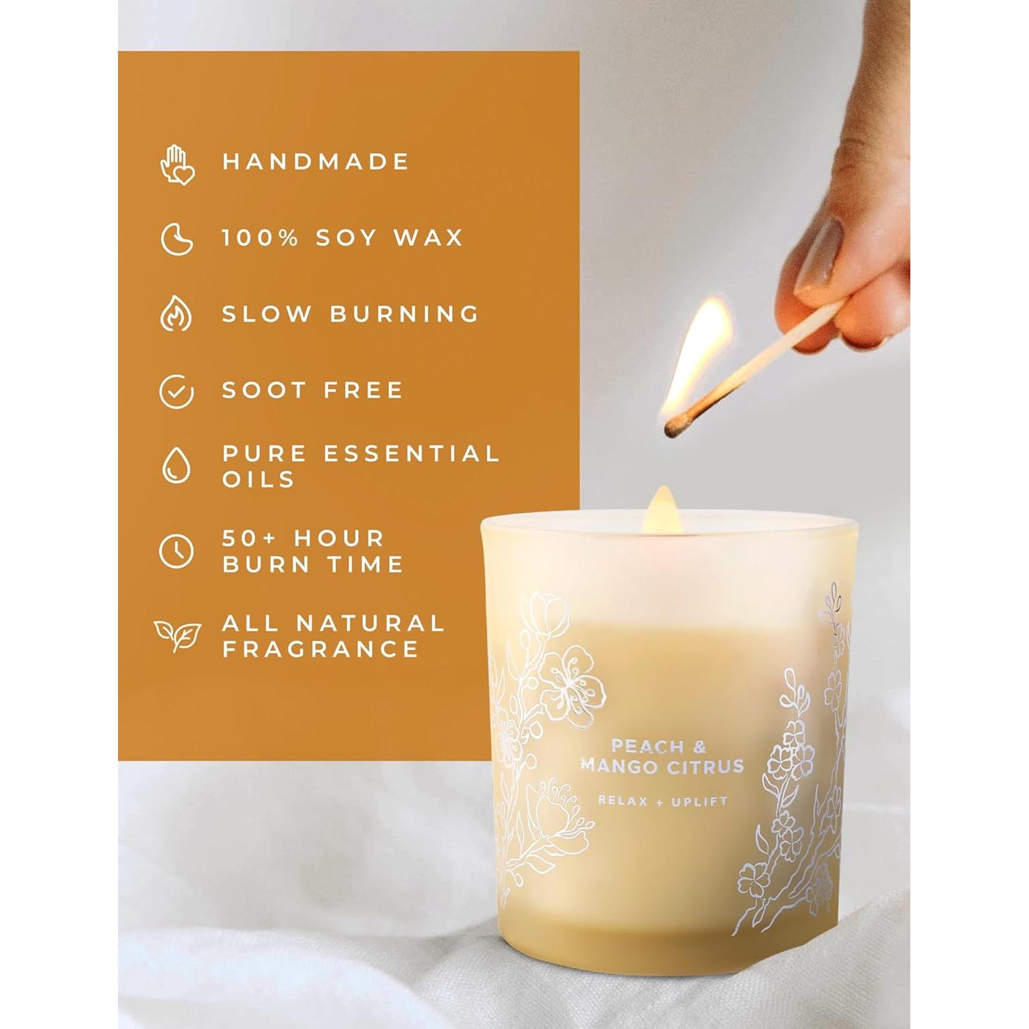 Vela Aromática Durazno y Mango Cítrico 300g - Cera de Soya