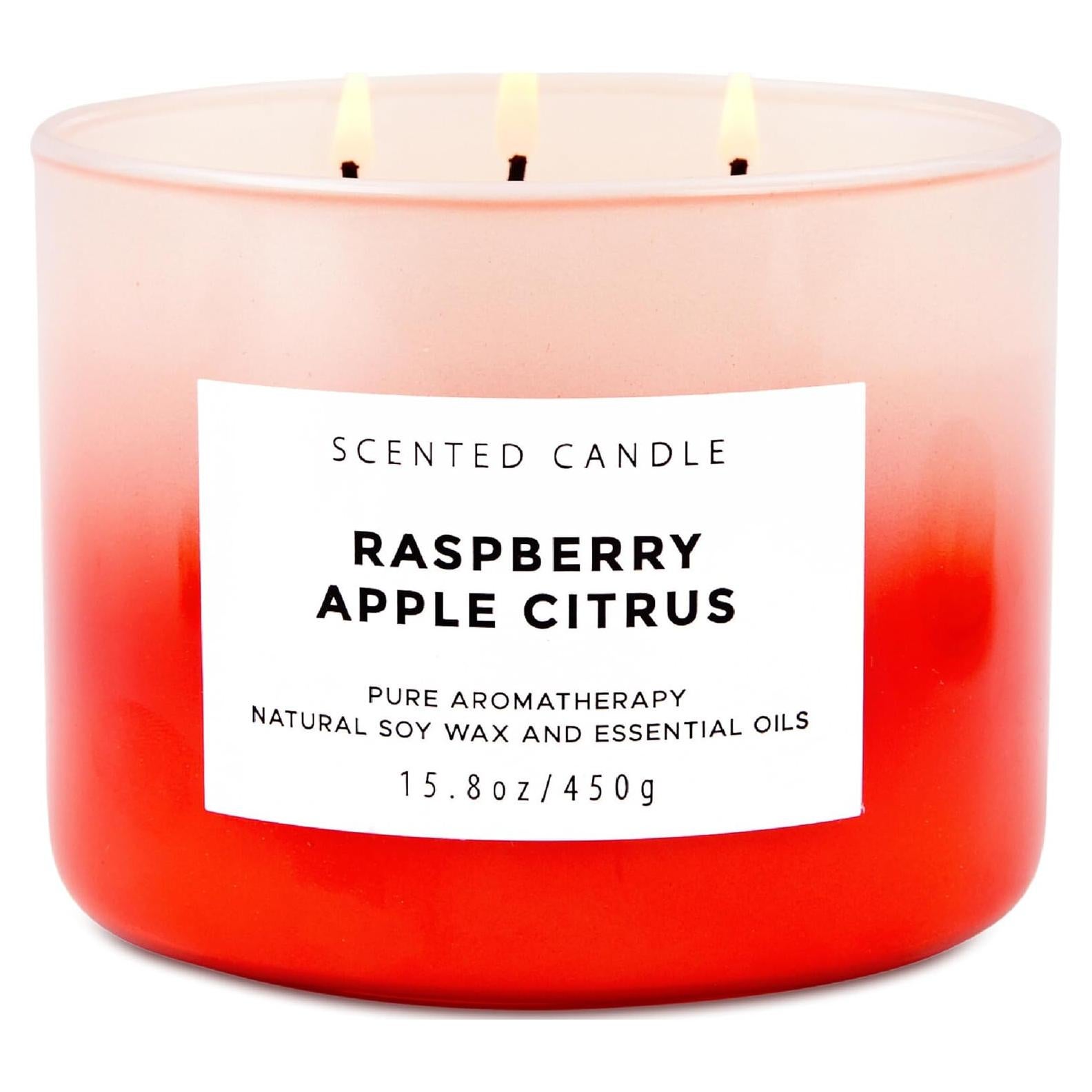 Vela Aromática de Soja T&H 3 Mechas 473 ml Frambuesa Manzana