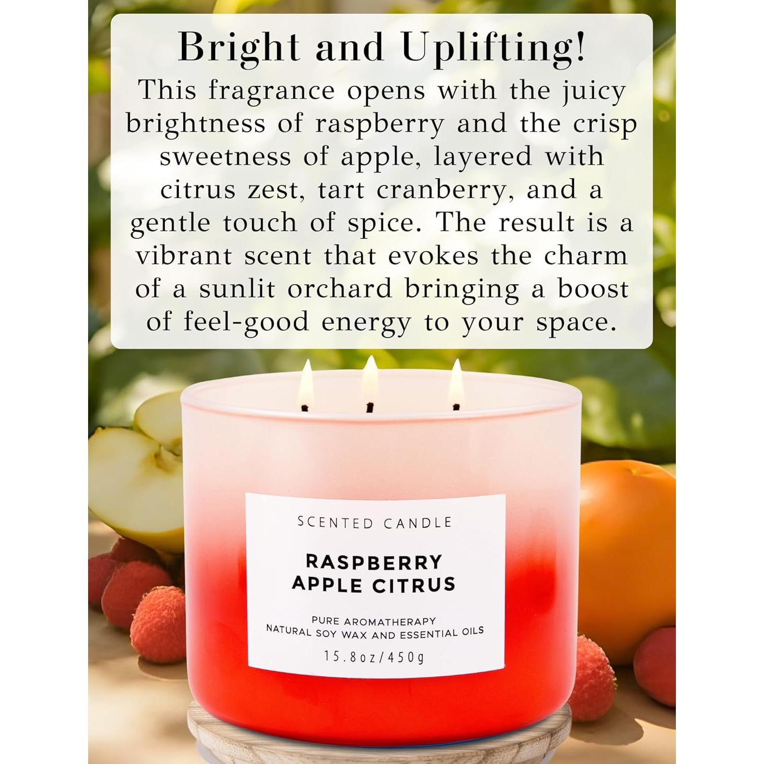 Vela Aromática de Soja T&H 3 Mechas 473 ml Frambuesa Manzana