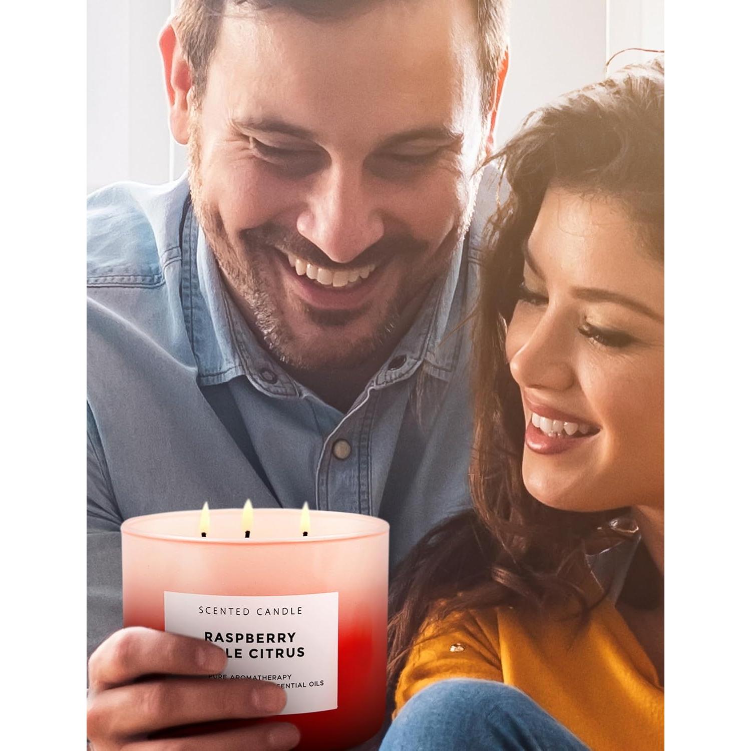 Vela Aromática de Soja T&H 3 Mechas 473 ml Frambuesa Manzana