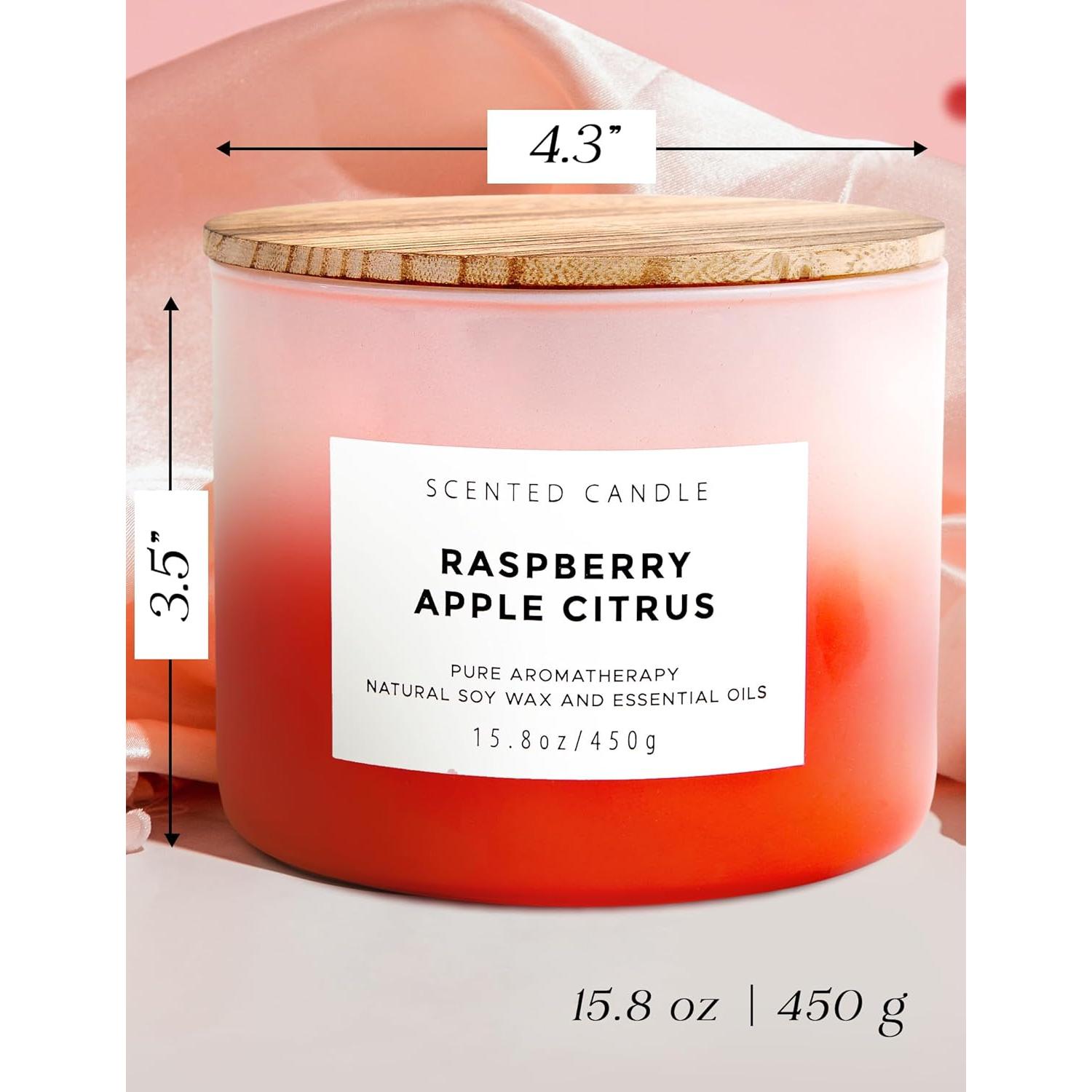 Vela Aromática de Soja T&H 3 Mechas 473 ml Frambuesa Manzana