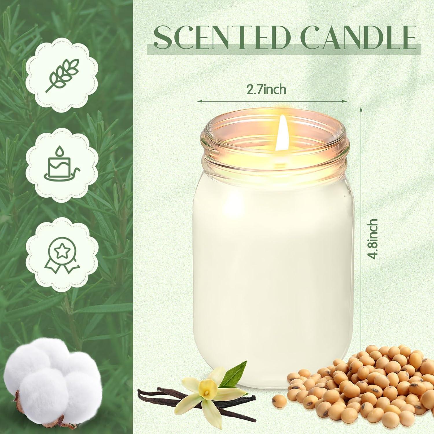 MTLEE 4 Velas Aromáticas de Soja 12 oz Vainilla - Regalo