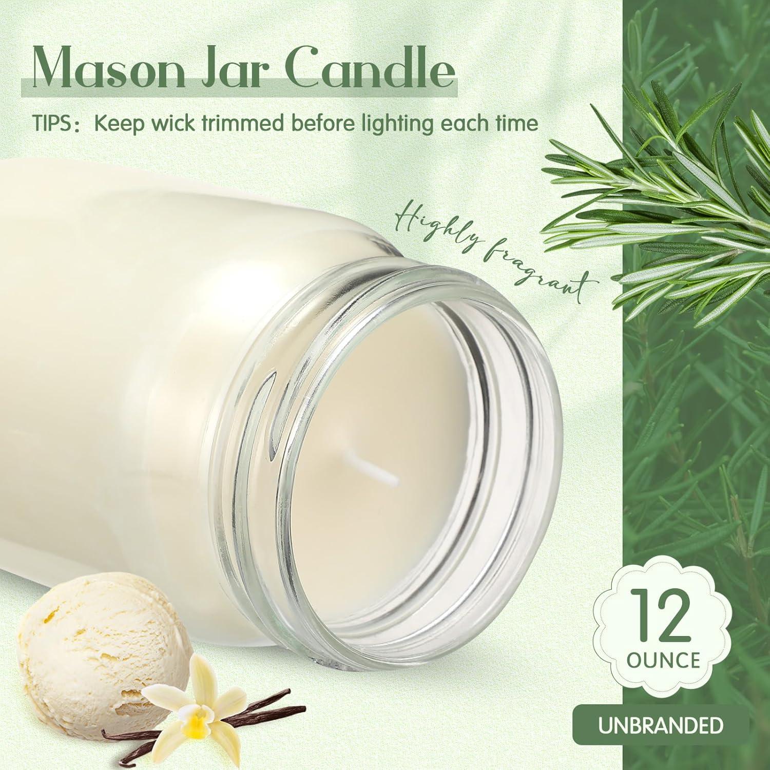 MTLEE 4 Velas Aromáticas de Soja 12 oz Vainilla - Regalo