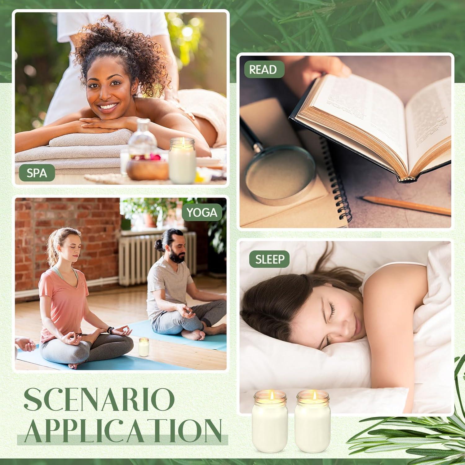 MTLEE 4 Velas Aromáticas de Soja 12 oz Vainilla - Regalo