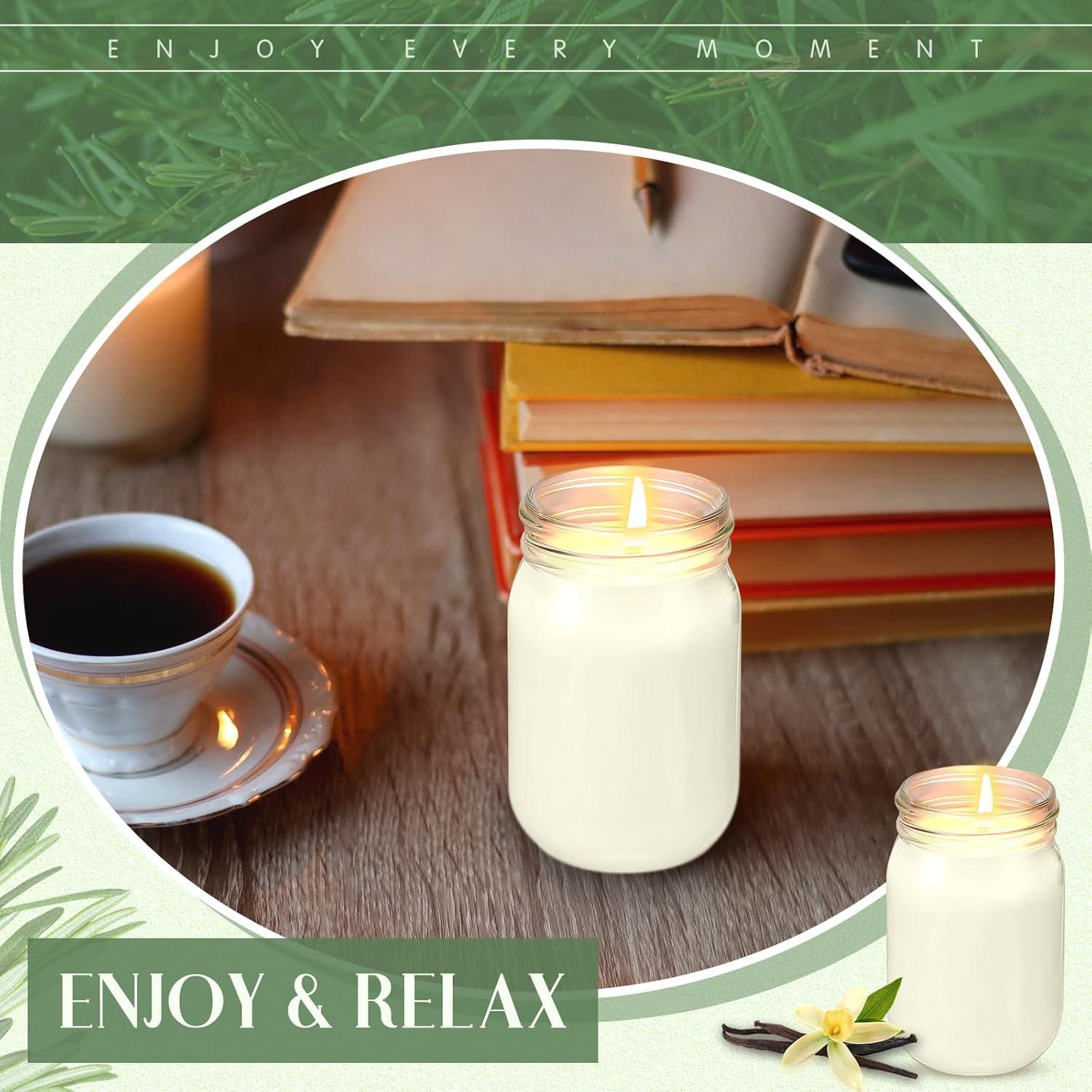 MTLEE 4 Velas Aromáticas de Soja 12 oz Vainilla - Regalo