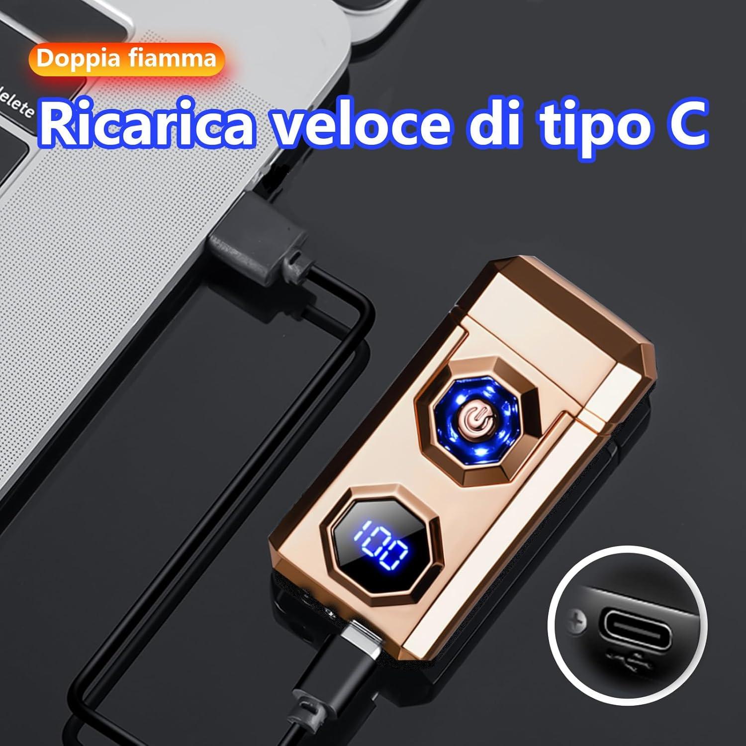 Encendedor Eléctrico TIKIUKI Arc Plasma Recargable Dorado