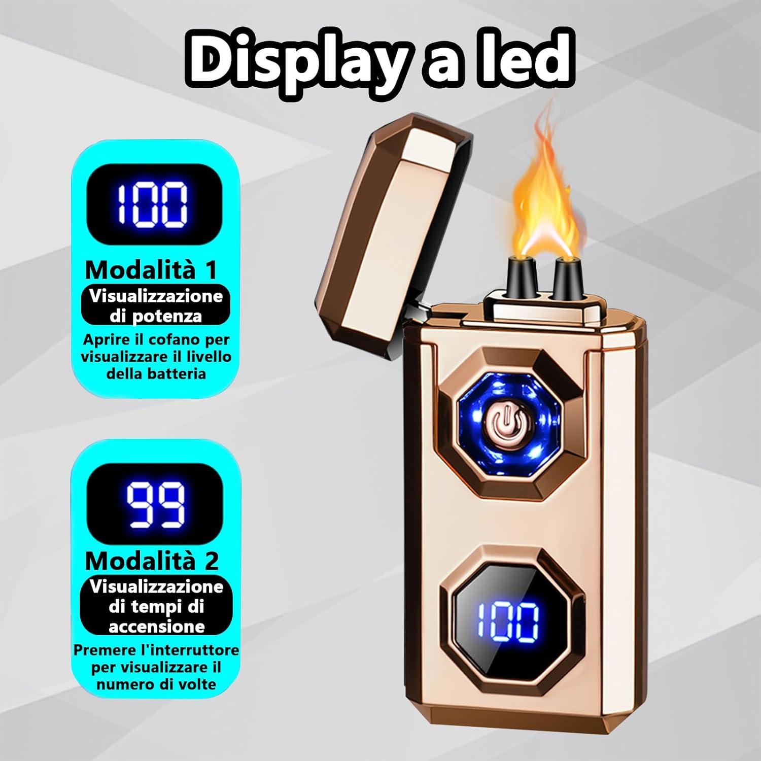 Encendedor Eléctrico TIKIUKI Arc Plasma Recargable Dorado