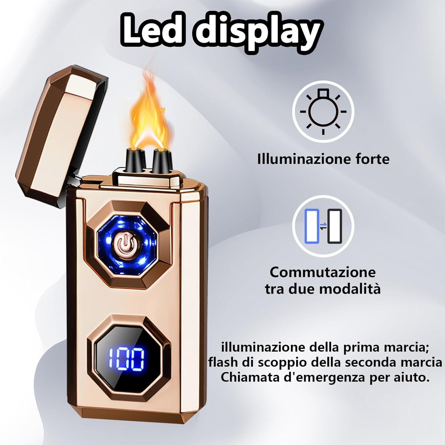 Encendedor Eléctrico TIKIUKI Arc Plasma Recargable Dorado