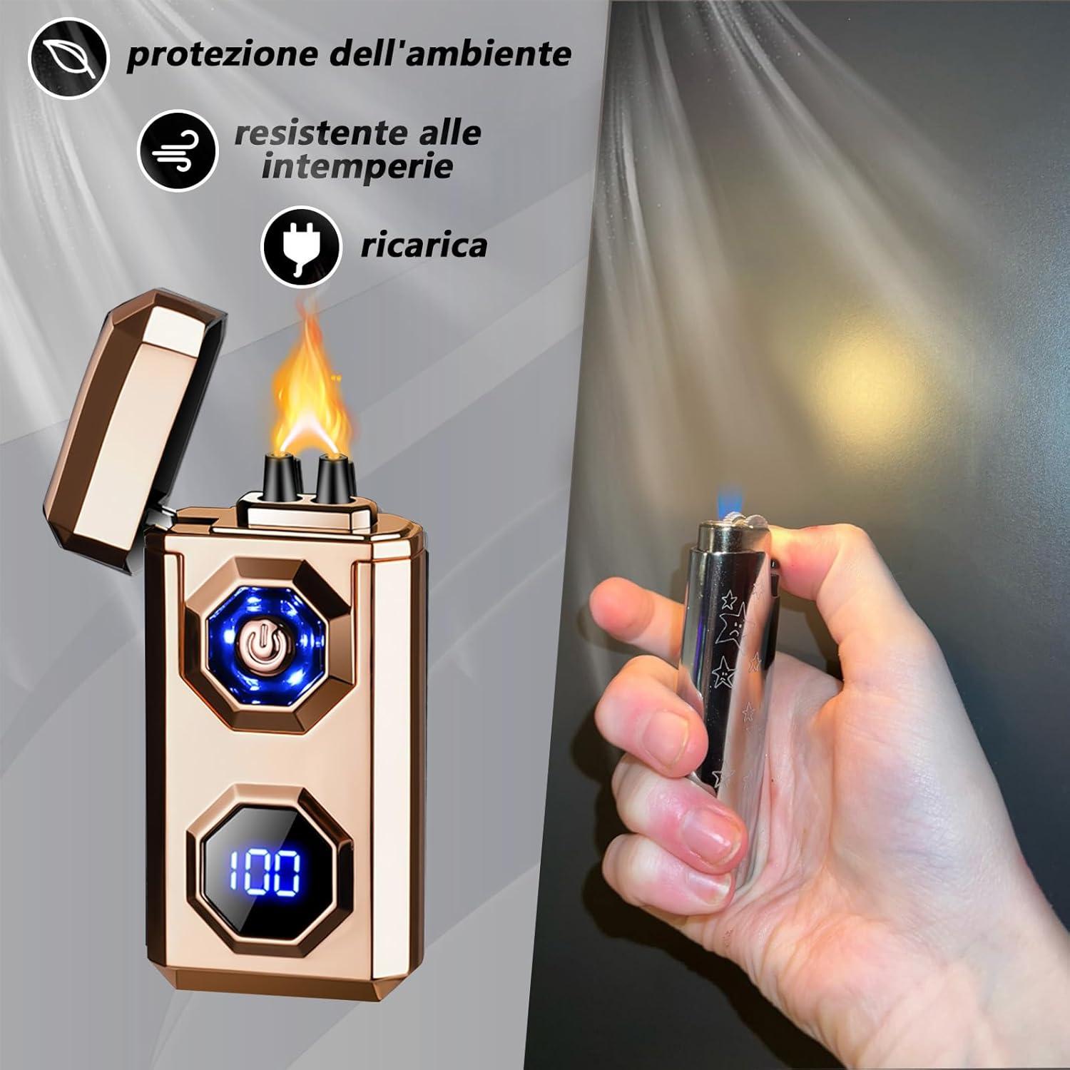 Encendedor Eléctrico TIKIUKI Arc Plasma Recargable Dorado