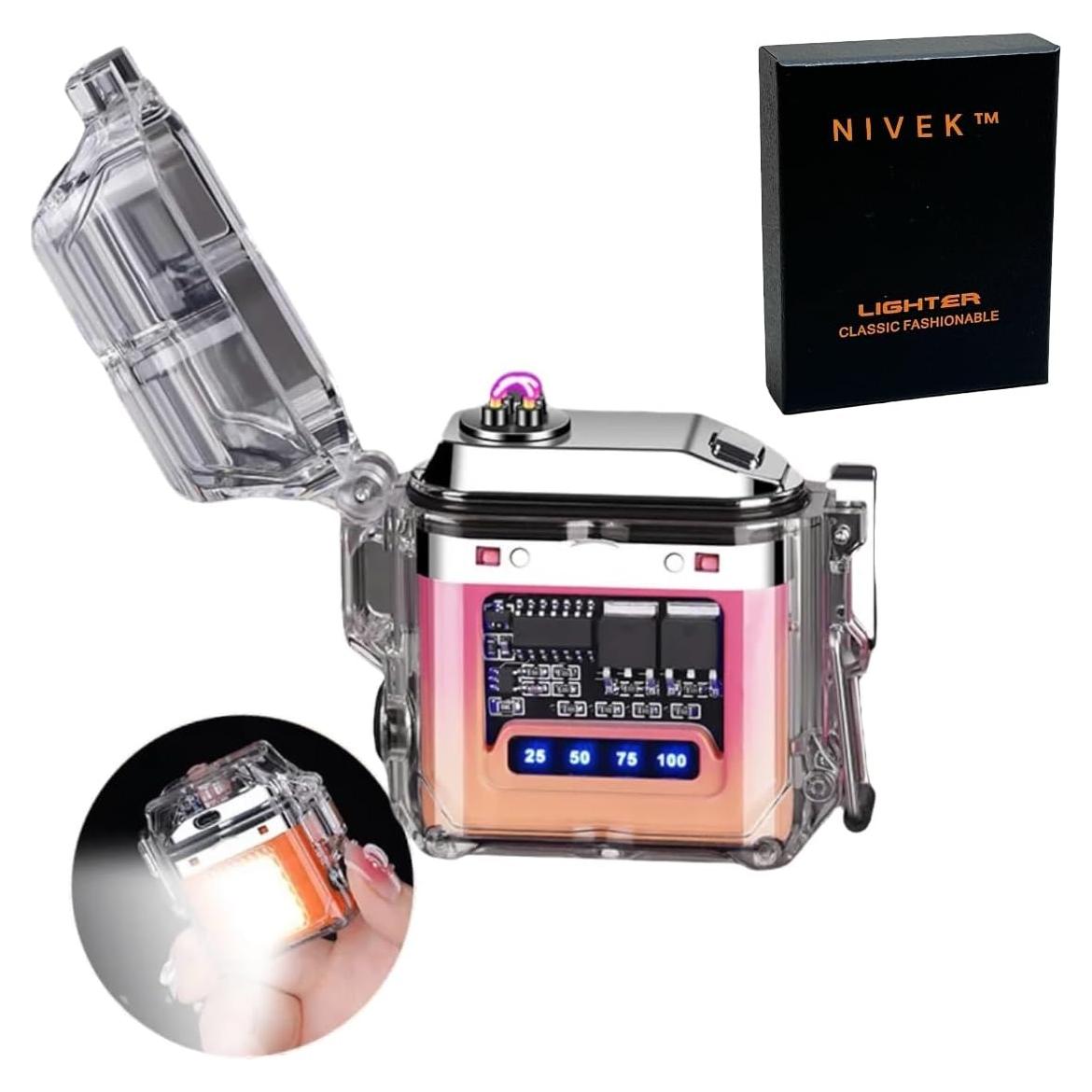 Encendedor Eléctrico Doble Arco NIVEK Recargable Impermeable