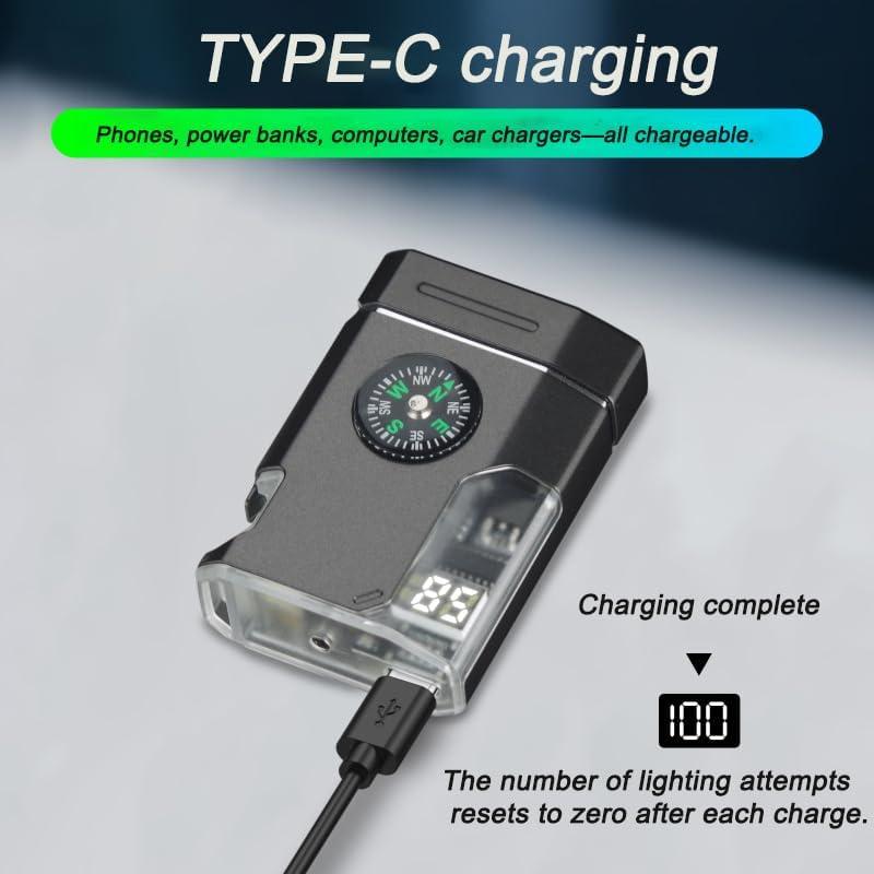 Encendedor Doble Arco KUGUAN Recargable USB Impermeable Negro