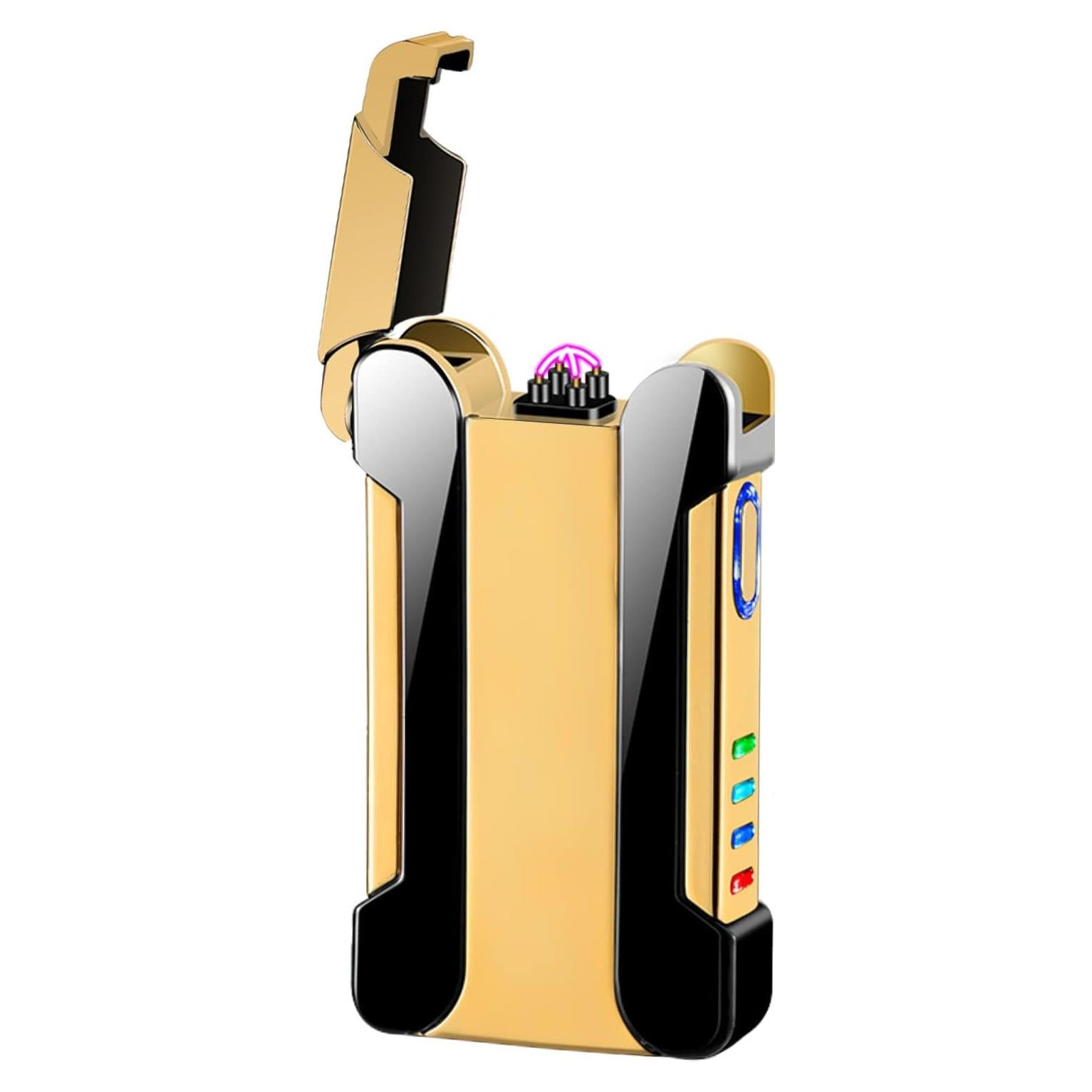 Encendedor Eléctrico Recargable USB BABOBIU Oro con Luz Proyectora