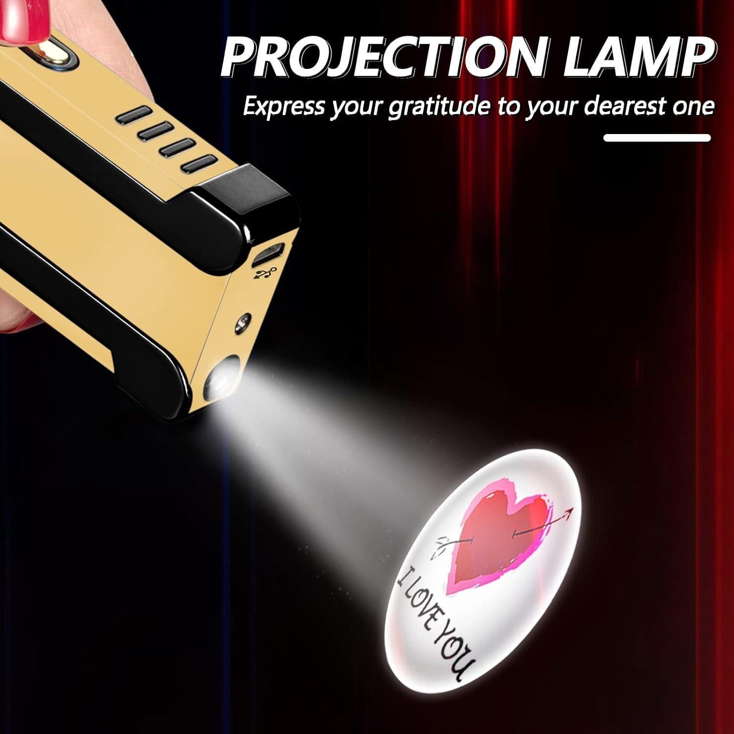 Encendedor Eléctrico Recargable USB BABOBIU Oro con Luz Proyectora