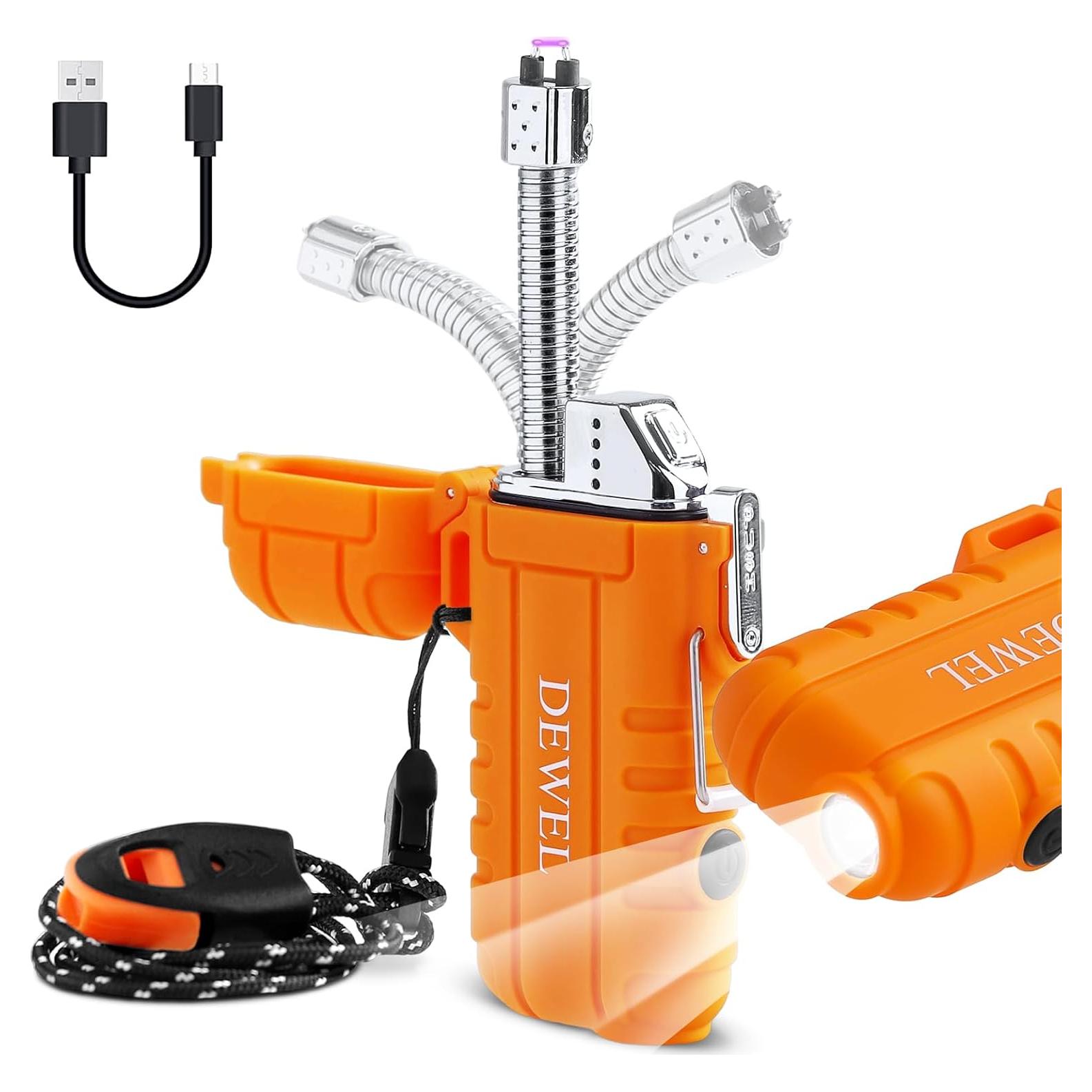 Encendedor Eléctrico DEWEL 360 Flex Recargable USB-C Naranja