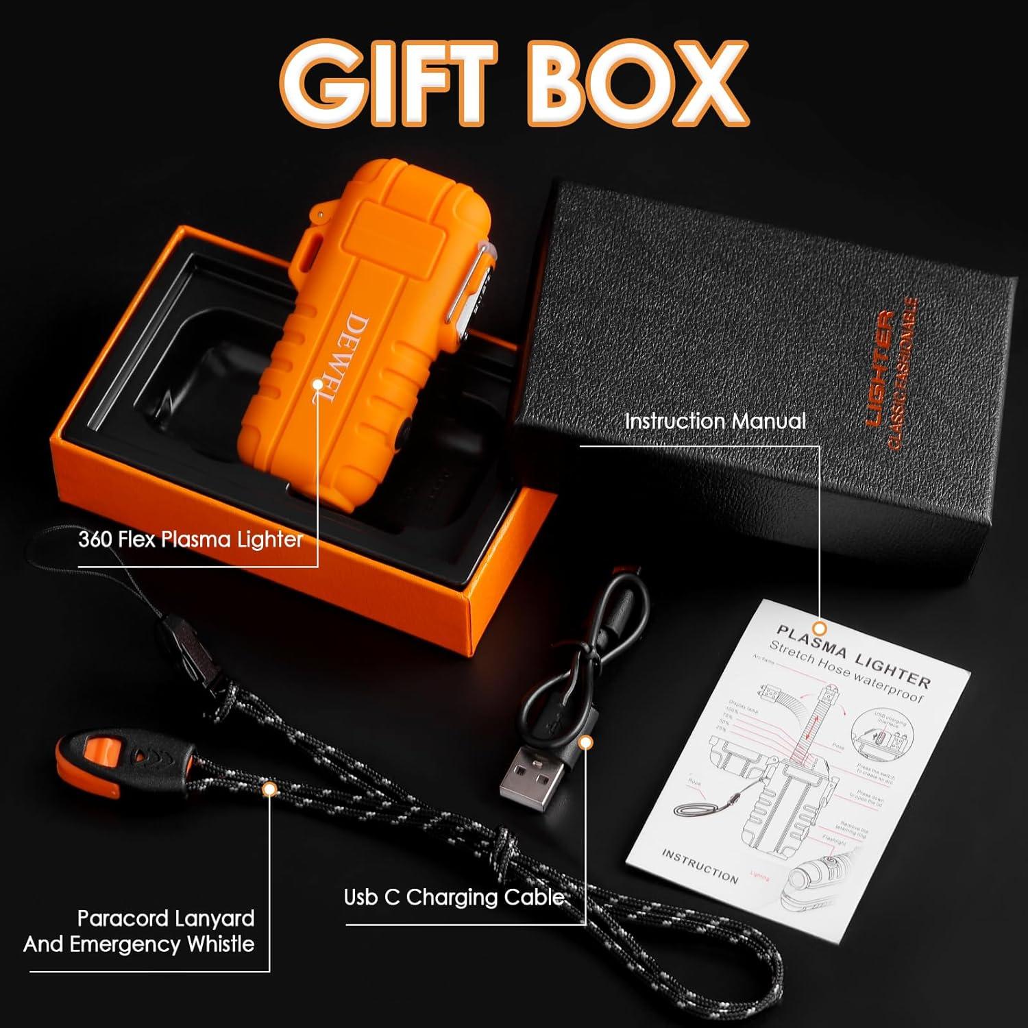 Encendedor Eléctrico DEWEL 360 Flex Recargable USB-C Naranja
