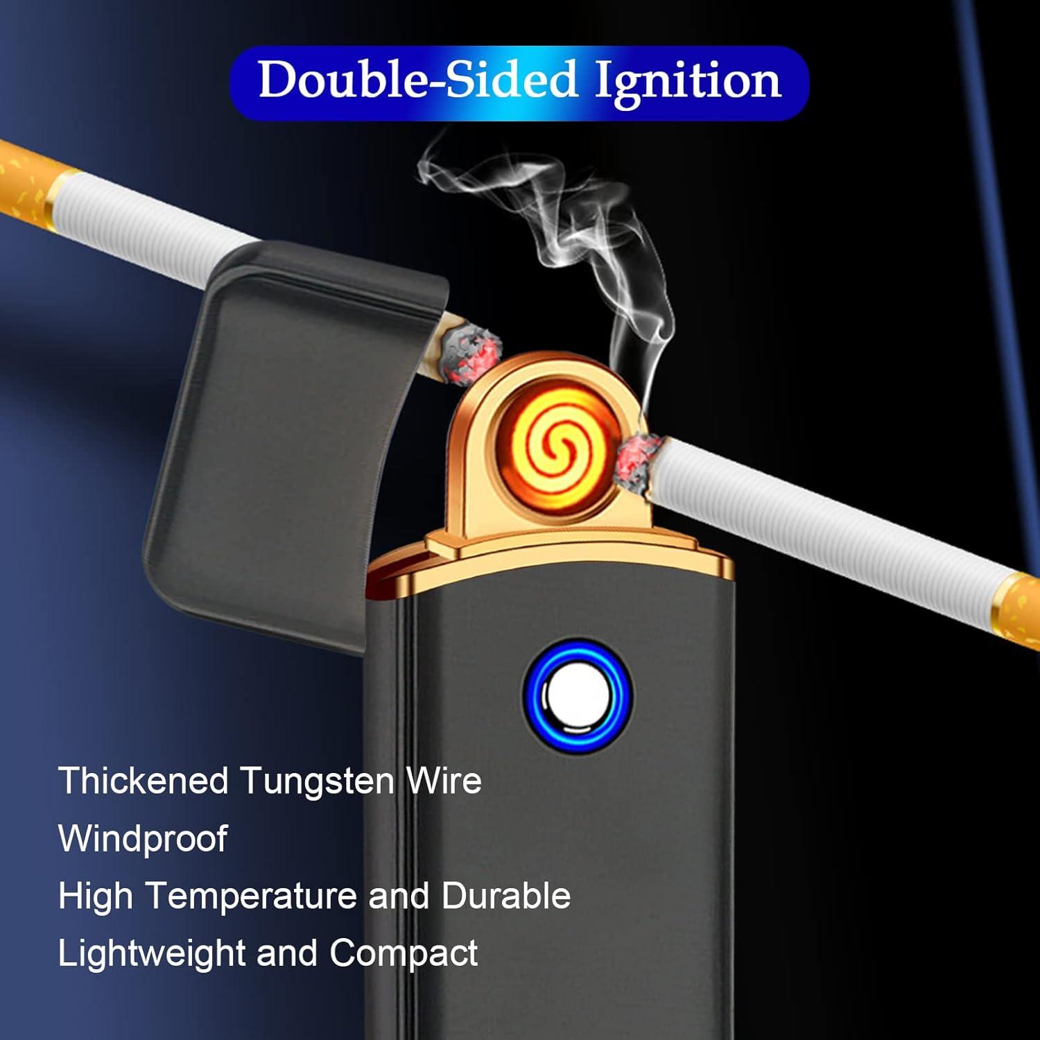 Encendedor Electrónico YANGVVIA Oro Recargable USB a Prueba de Viento