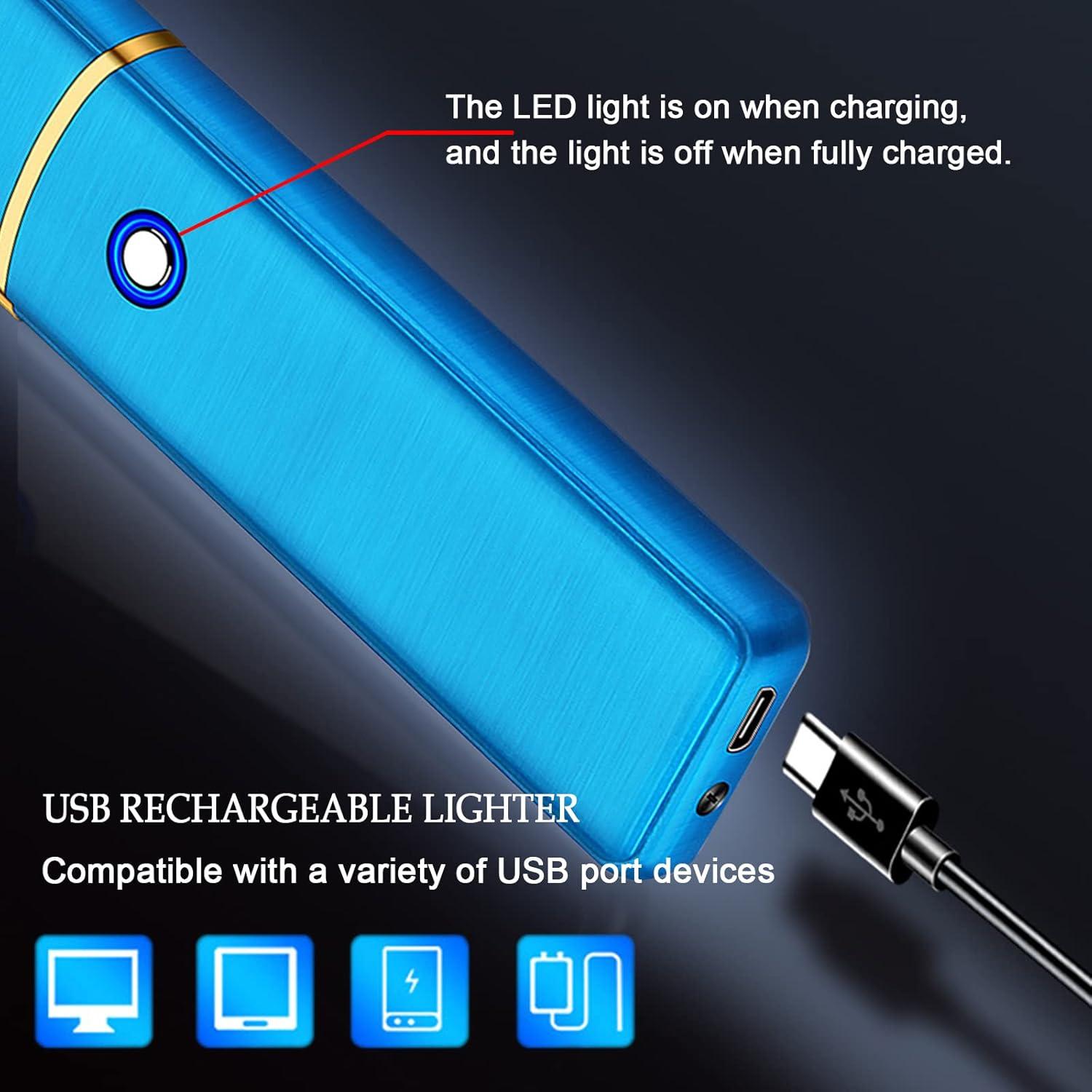 Encendedor Electrónico YANGVVIA Oro Recargable USB a Prueba de Viento