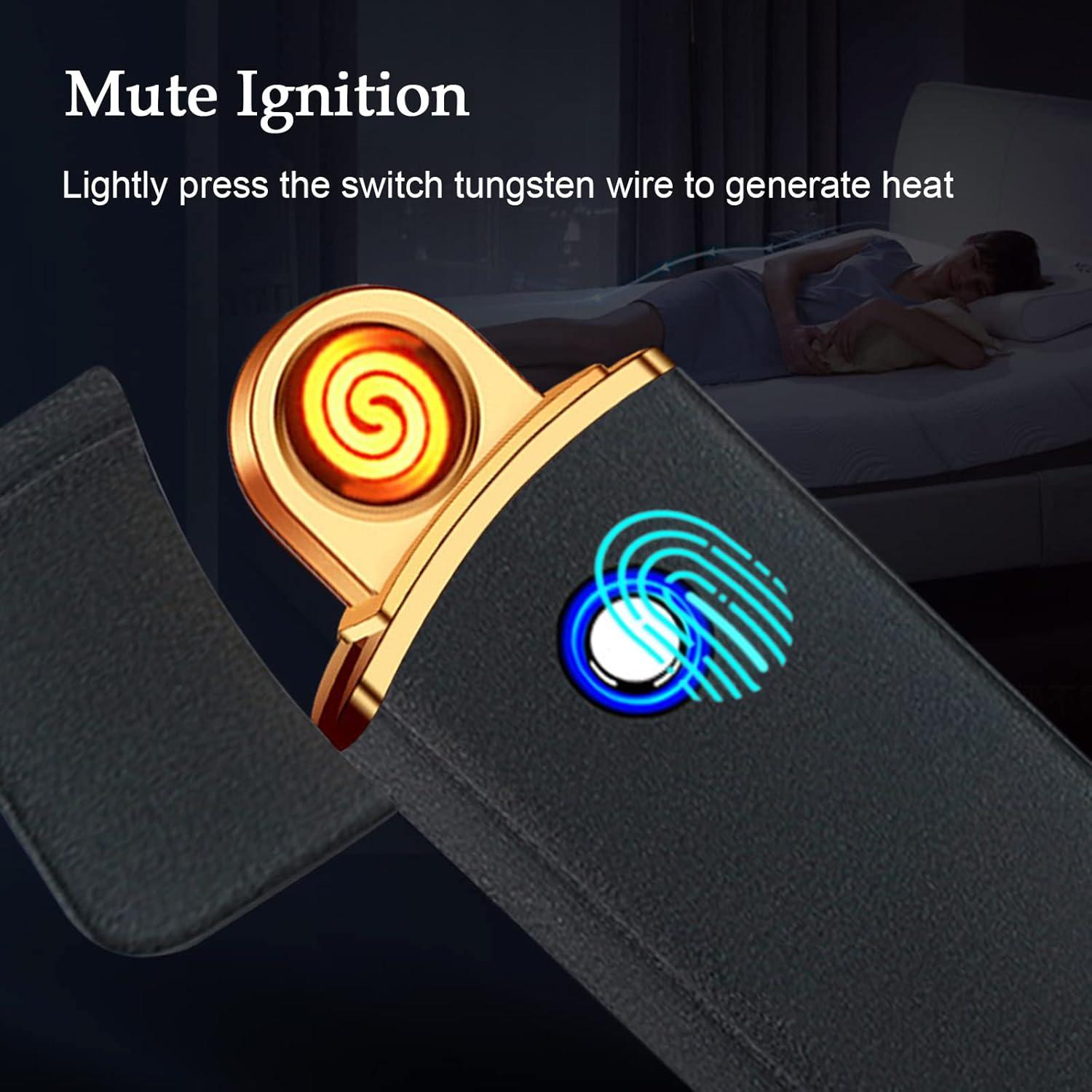 Encendedor Electrónico YANGVVIA Oro Recargable USB a Prueba de Viento