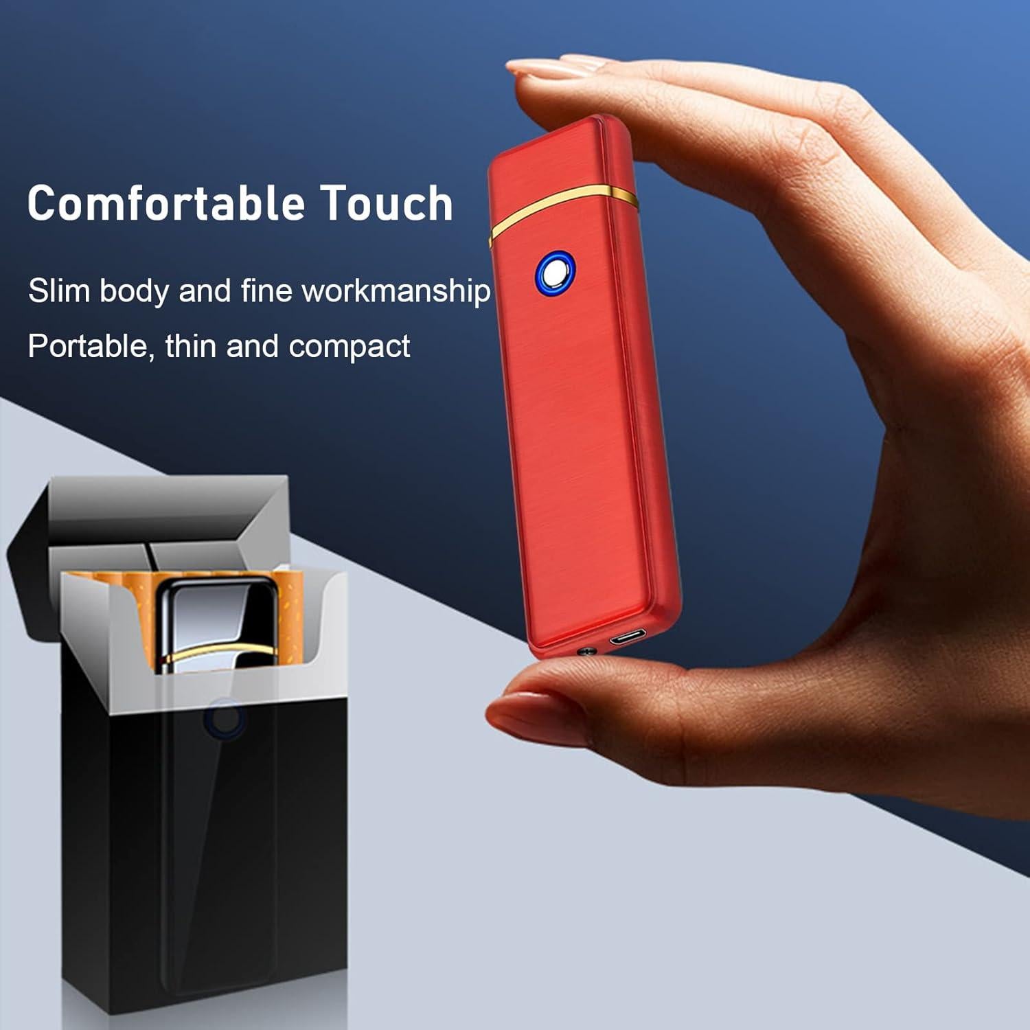 Encendedor Electrónico YANGVVIA Oro Recargable USB a Prueba de Viento